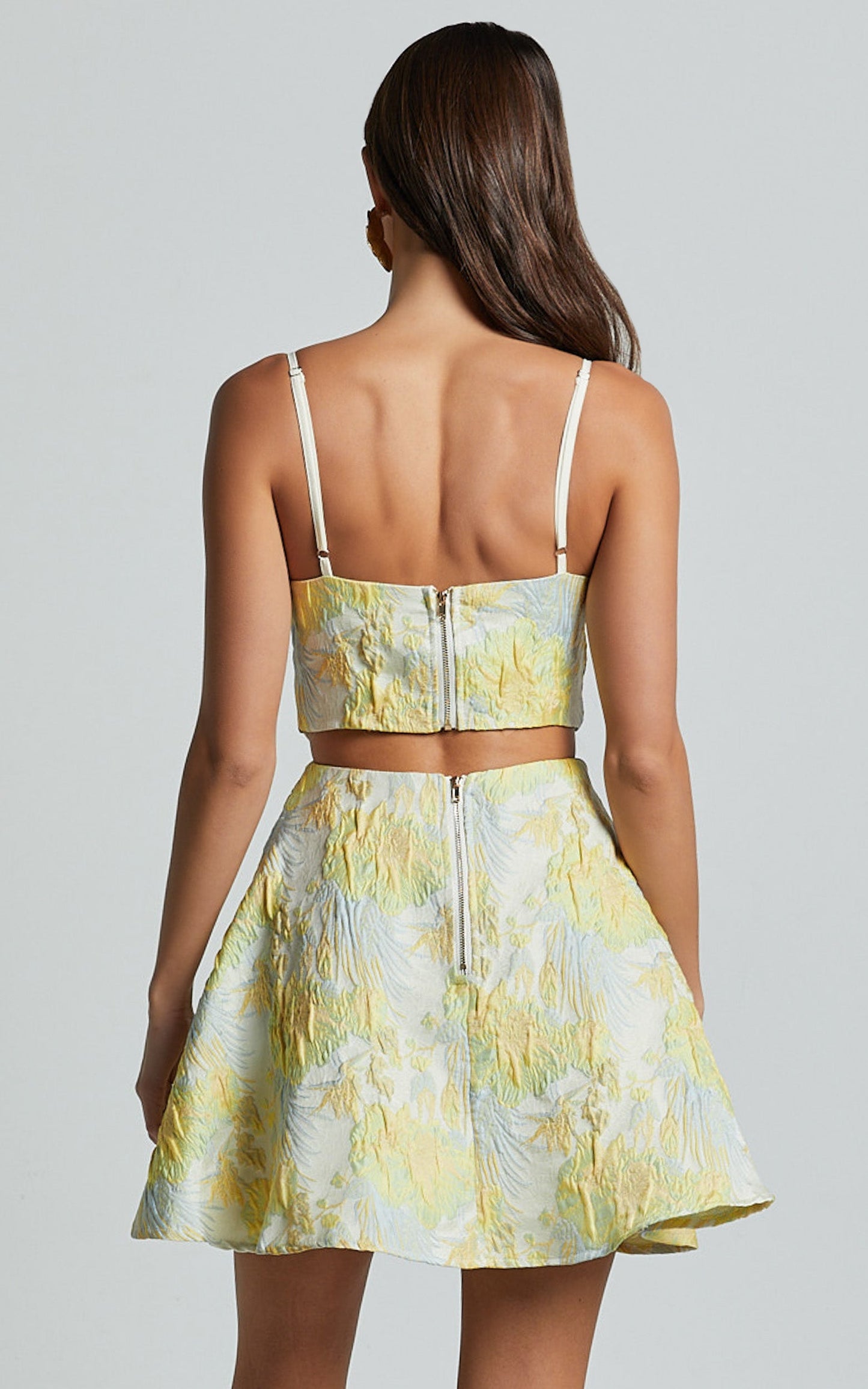 Lauraine Mini Dress - Strappy Straight Neck Back Cut Out Dress in Lemon