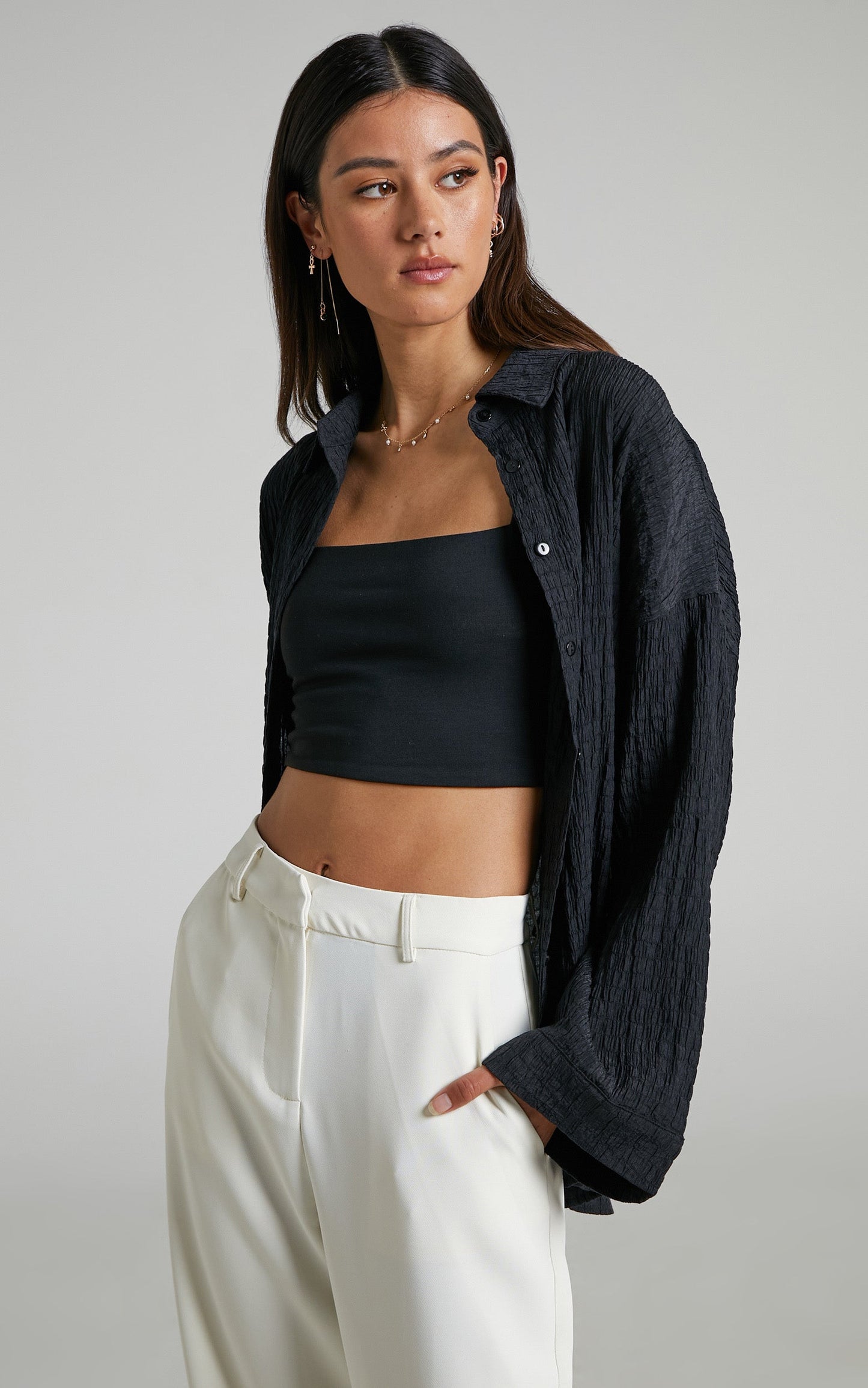 Lawson Shirt - Relaxed Wide Sleeve Shirt in Black