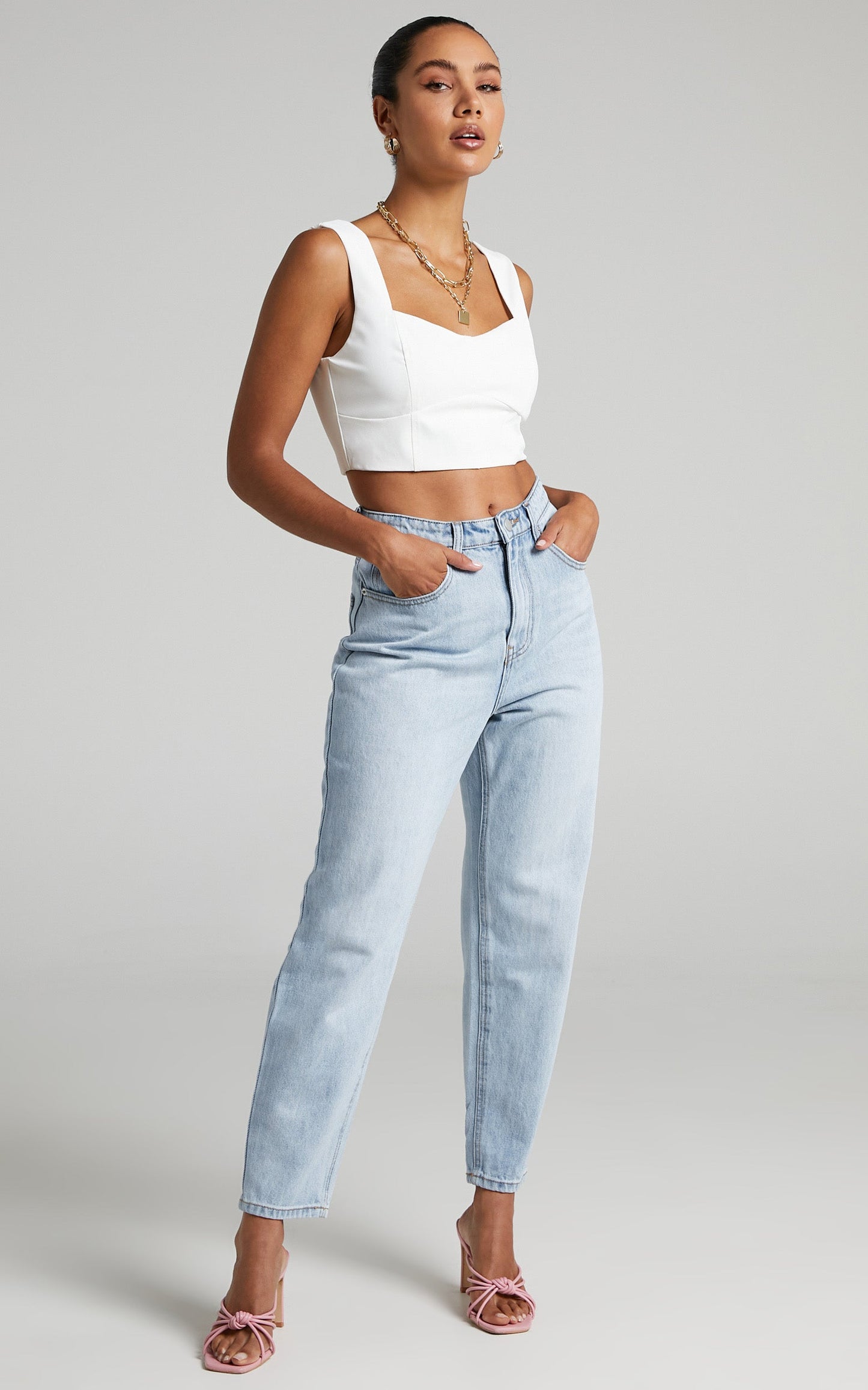 Layla Jeans - High Waisted Recycled Cotton Mom Jeans in Sunday Blue