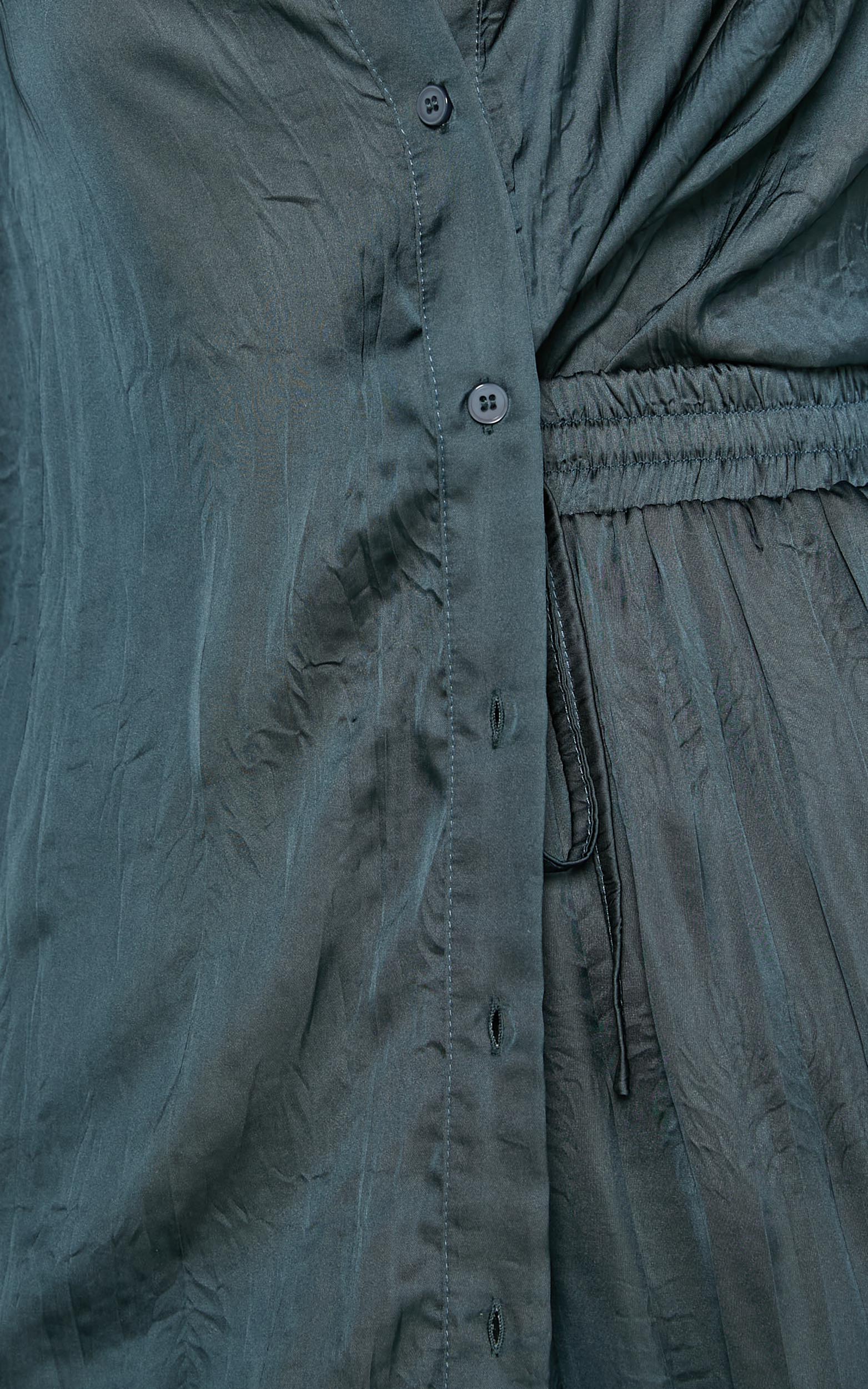 Lazzy Top - Long Sleve Crinkle Shirt in Petrol