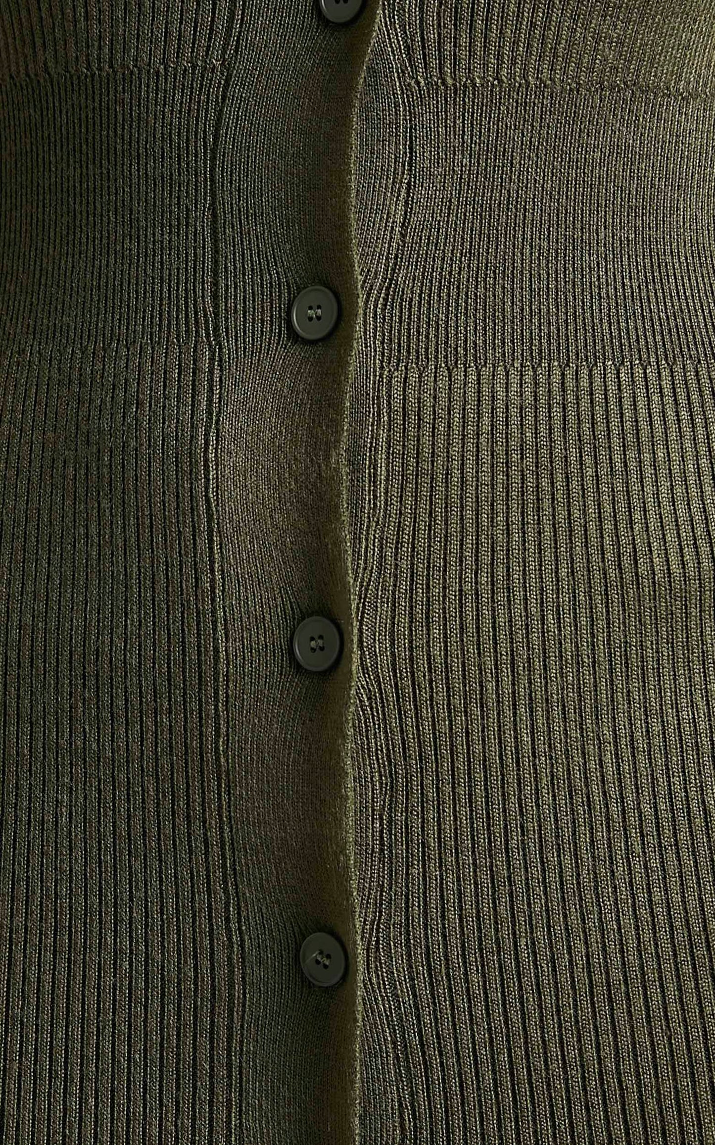Leahanna Midi Dress - Button Front Knit Dress in Olive