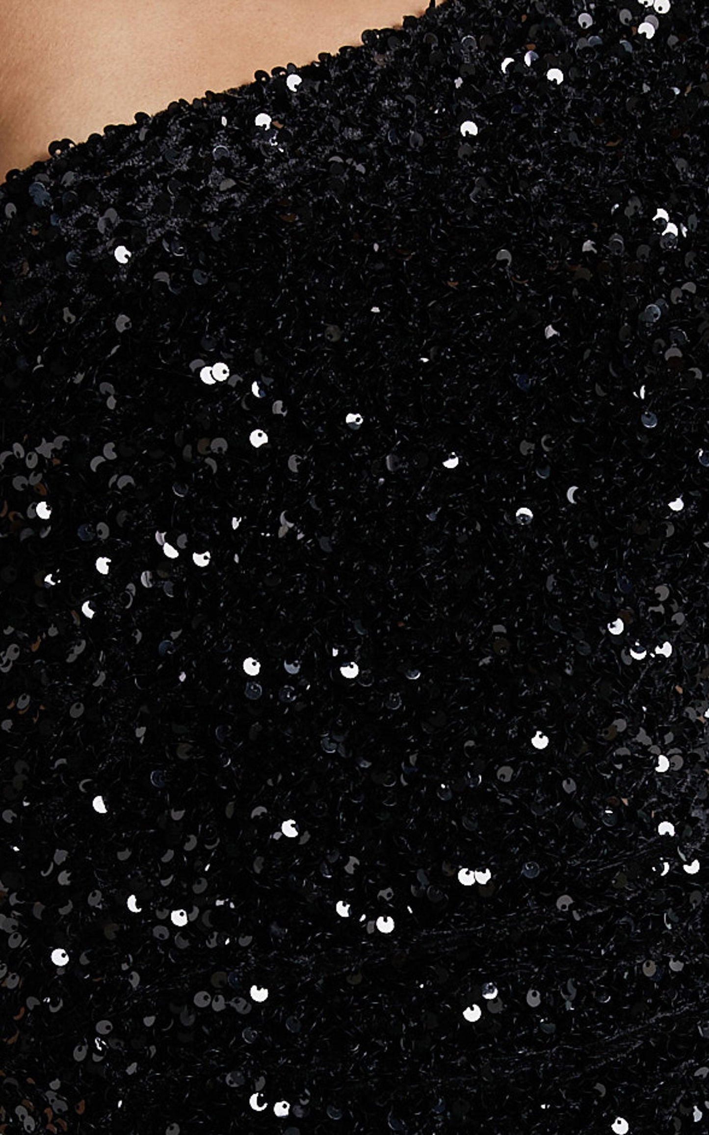 Leahanne Midi Dress - One Shoulder Sequin Dress in Black