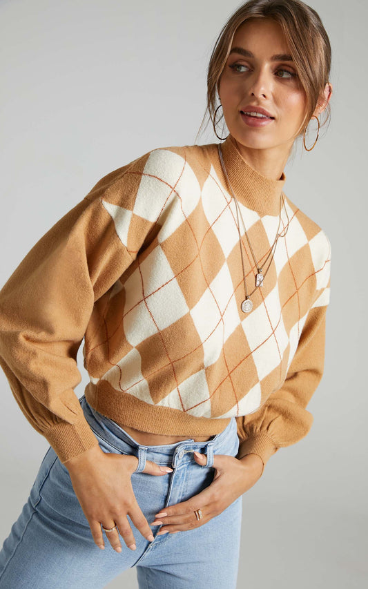 Lee - Nia Knit in Argyle Neutrals