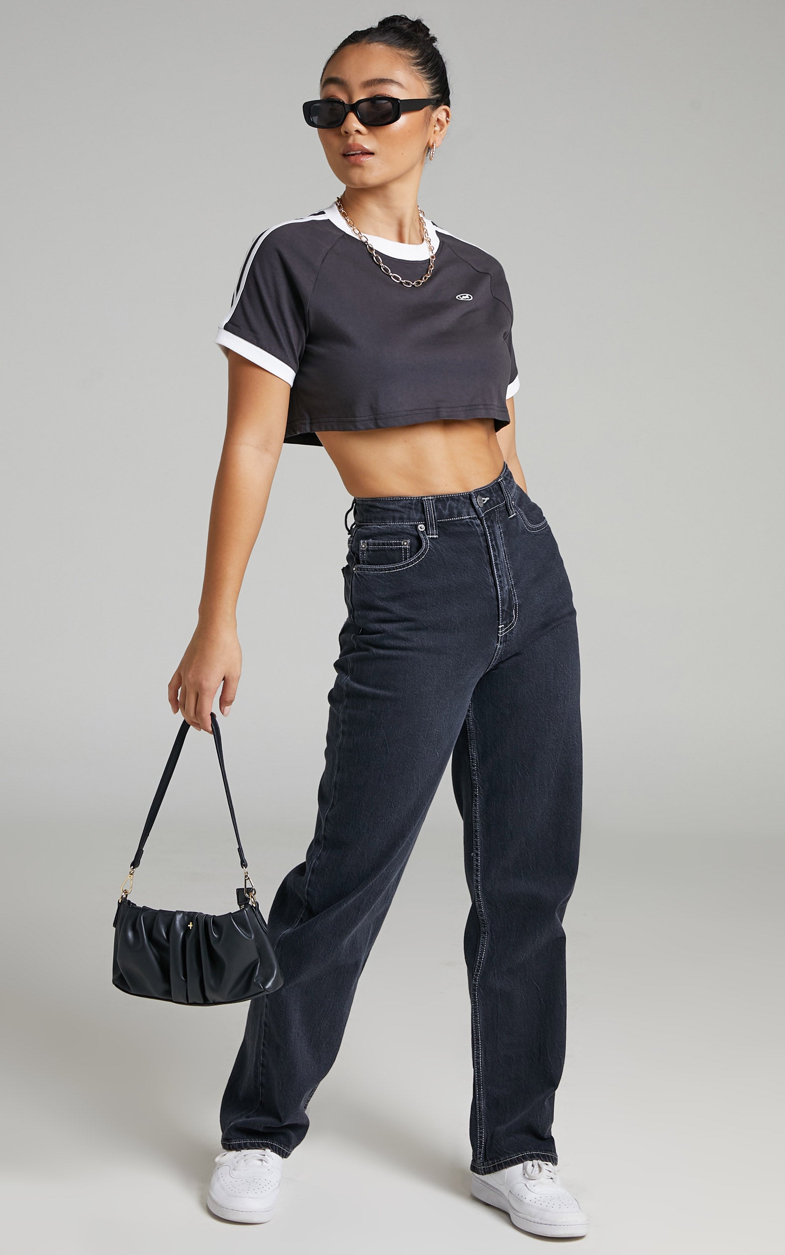 Lee - Sports Super Cropped Tee in Worn Black