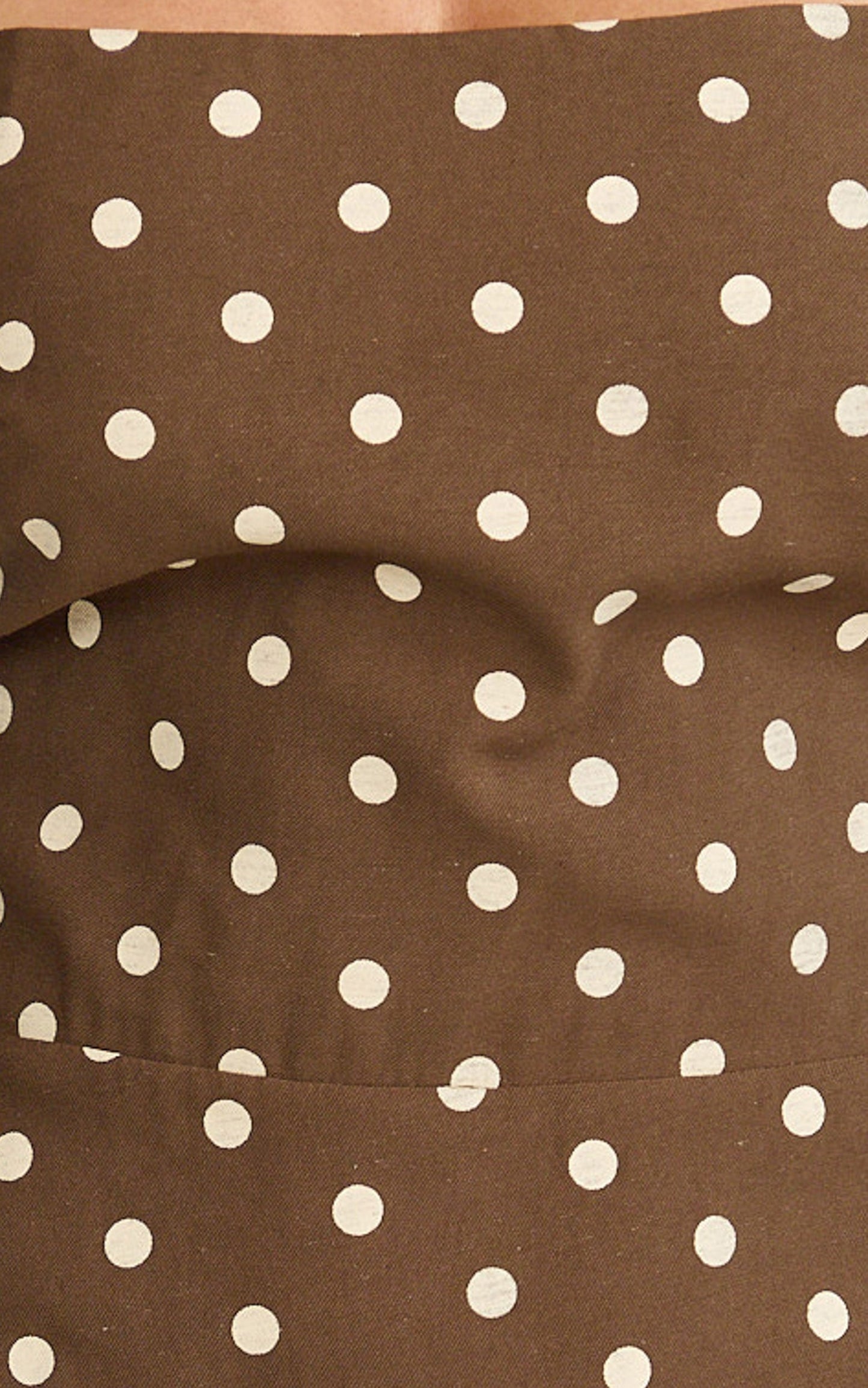 Leighton Maxi Dress - Cross Over Spaghetti Straps Square Neck A Line Dress in Choc/Cream Polka Dot