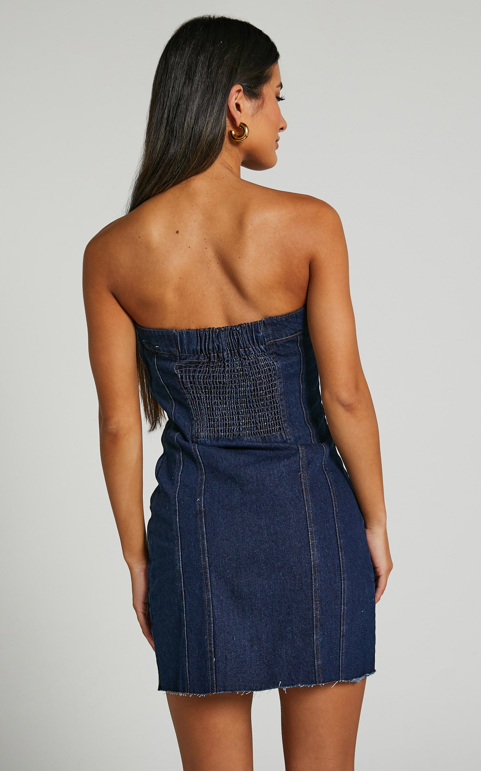 Lennox Mini Dress - Strapless Pannelled Dress in INDIGO BLUE