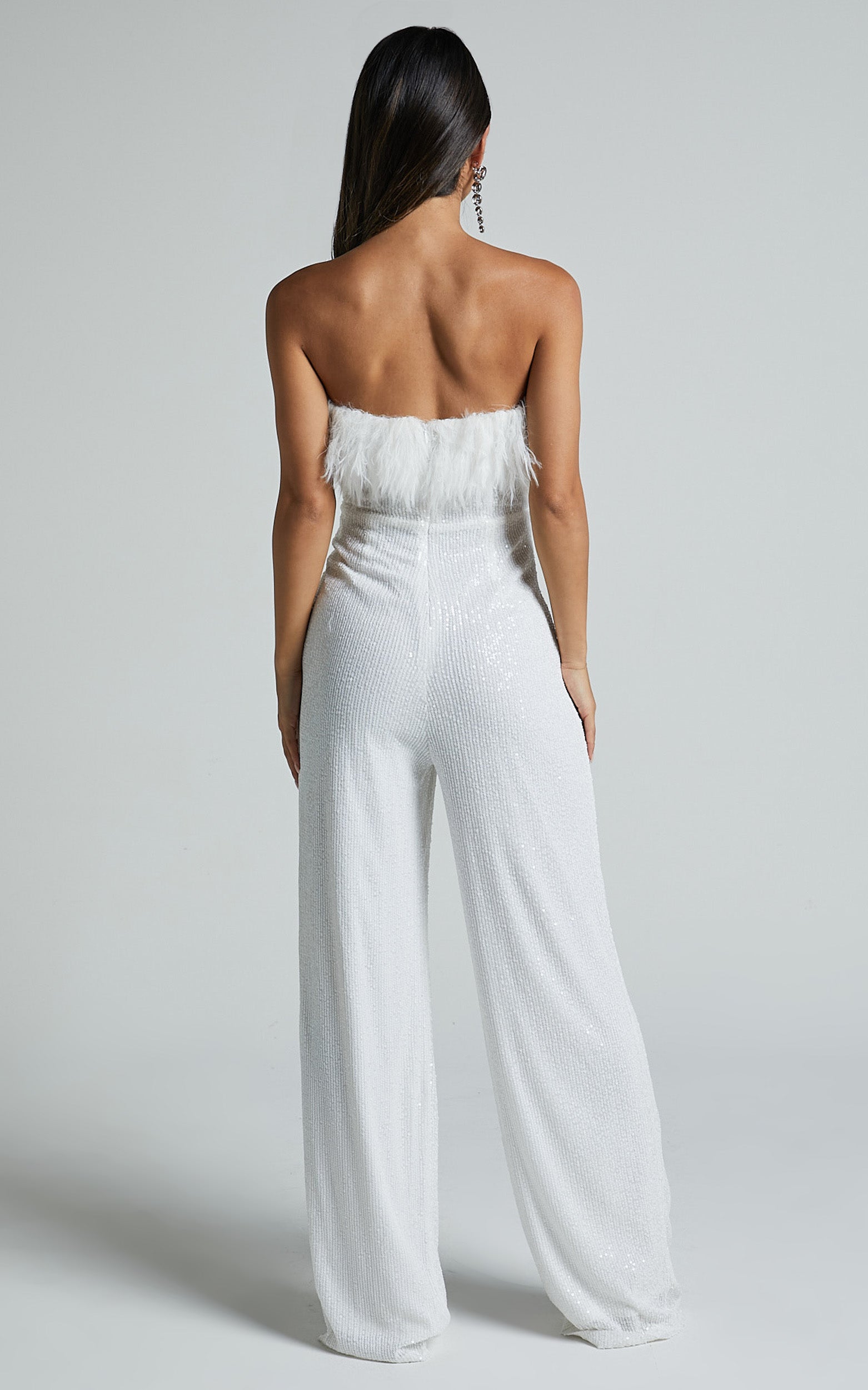 Leonora Jumpsuit - Strapless Straight Leg Jumpsuit in White