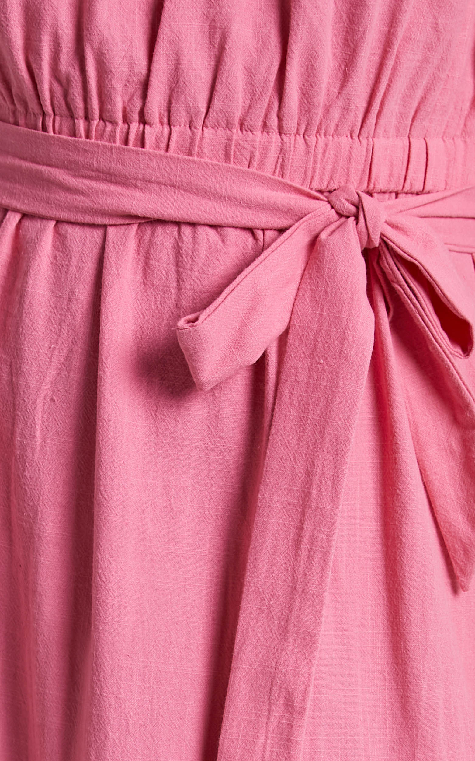 Leora Midi Dress - Off Shoulder Tiered Dress in Pink