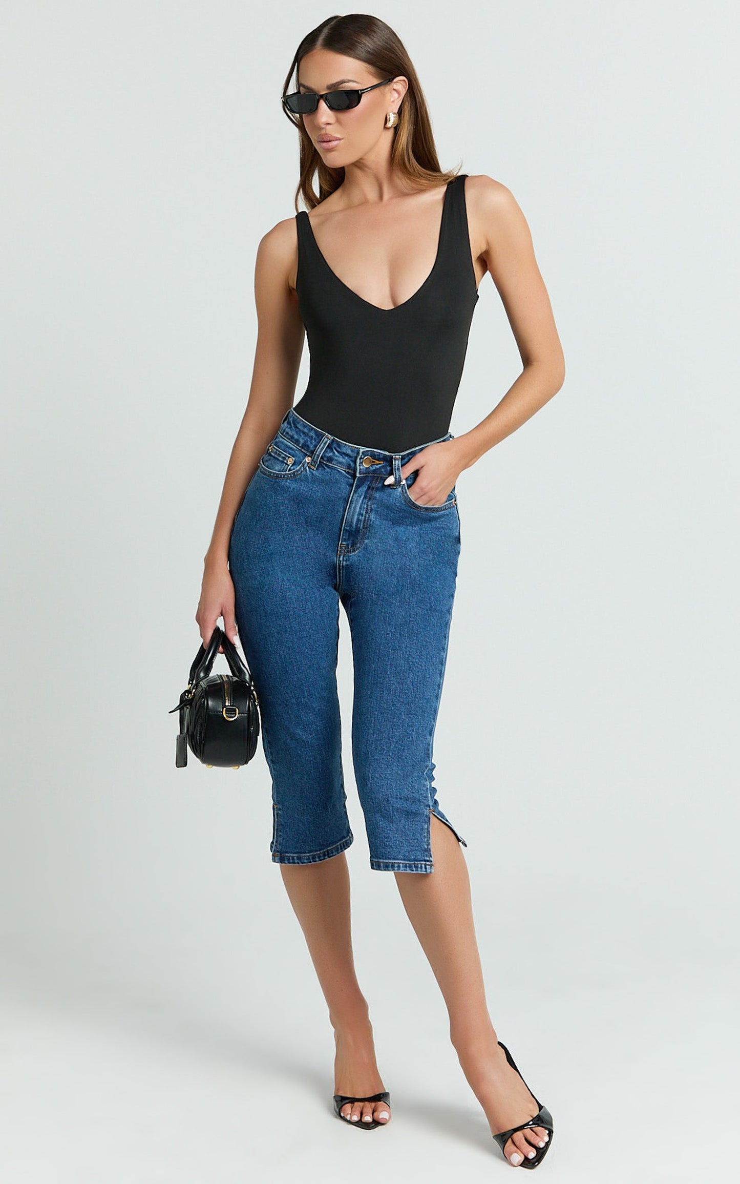 Letty Jeans - 7/8 Crop Denim Jeans in Dark Wash