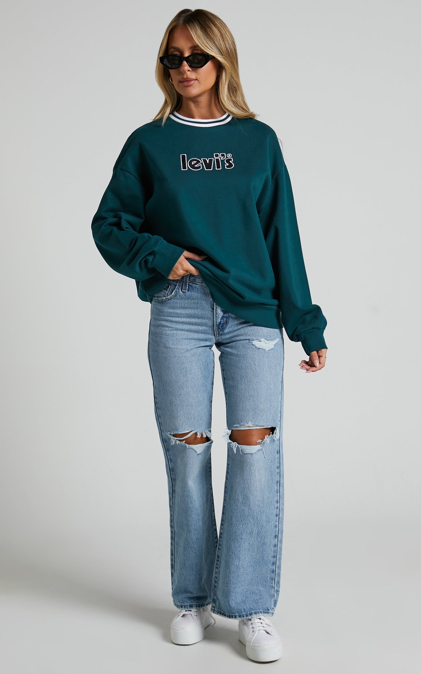 Levi's -  GRAPHIC PRISM CREW FUZZY POSTER LOGO in Deep Sea Moss