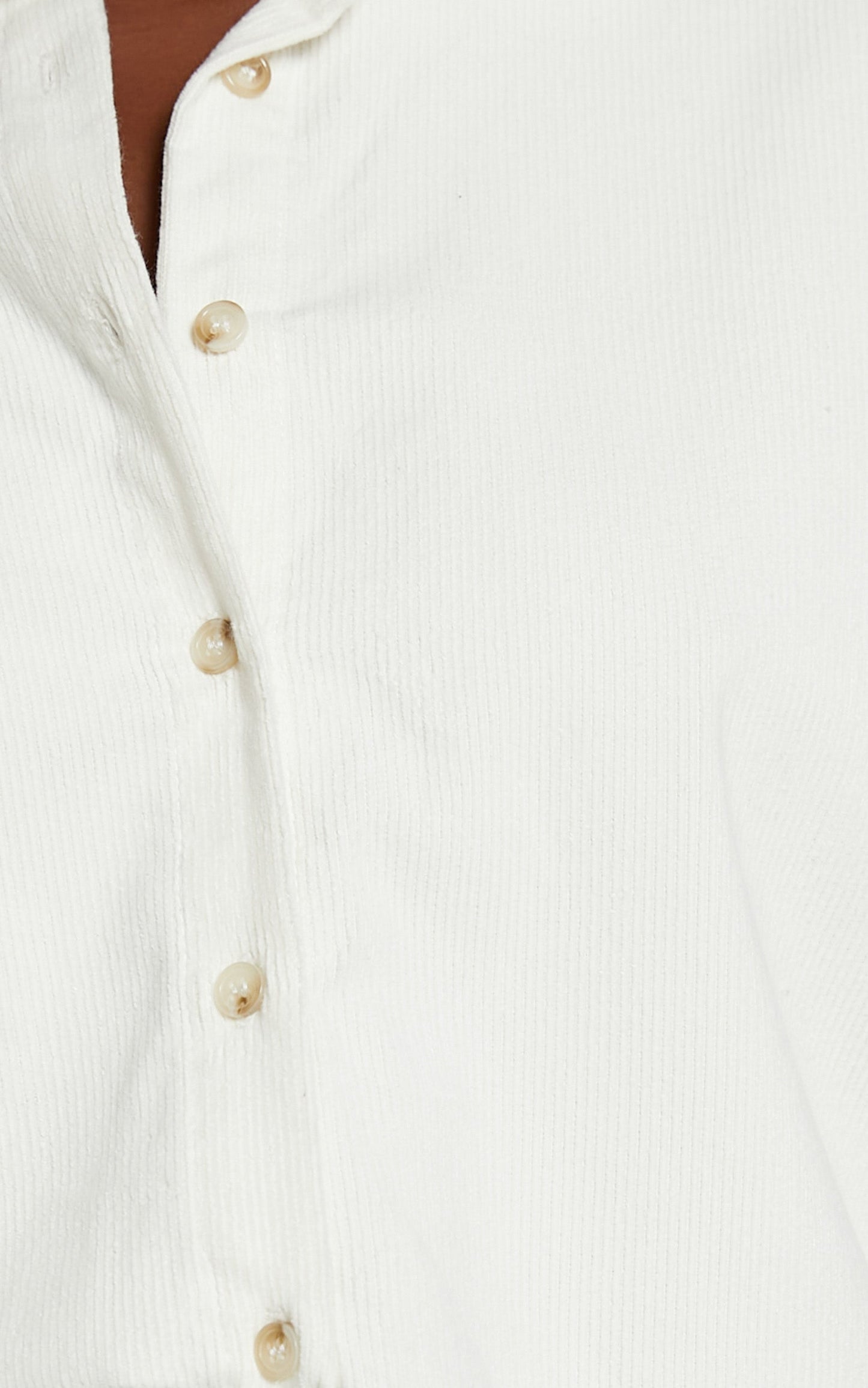 Lheya Shirt - Long Sleeve Cord Shirt in Cream