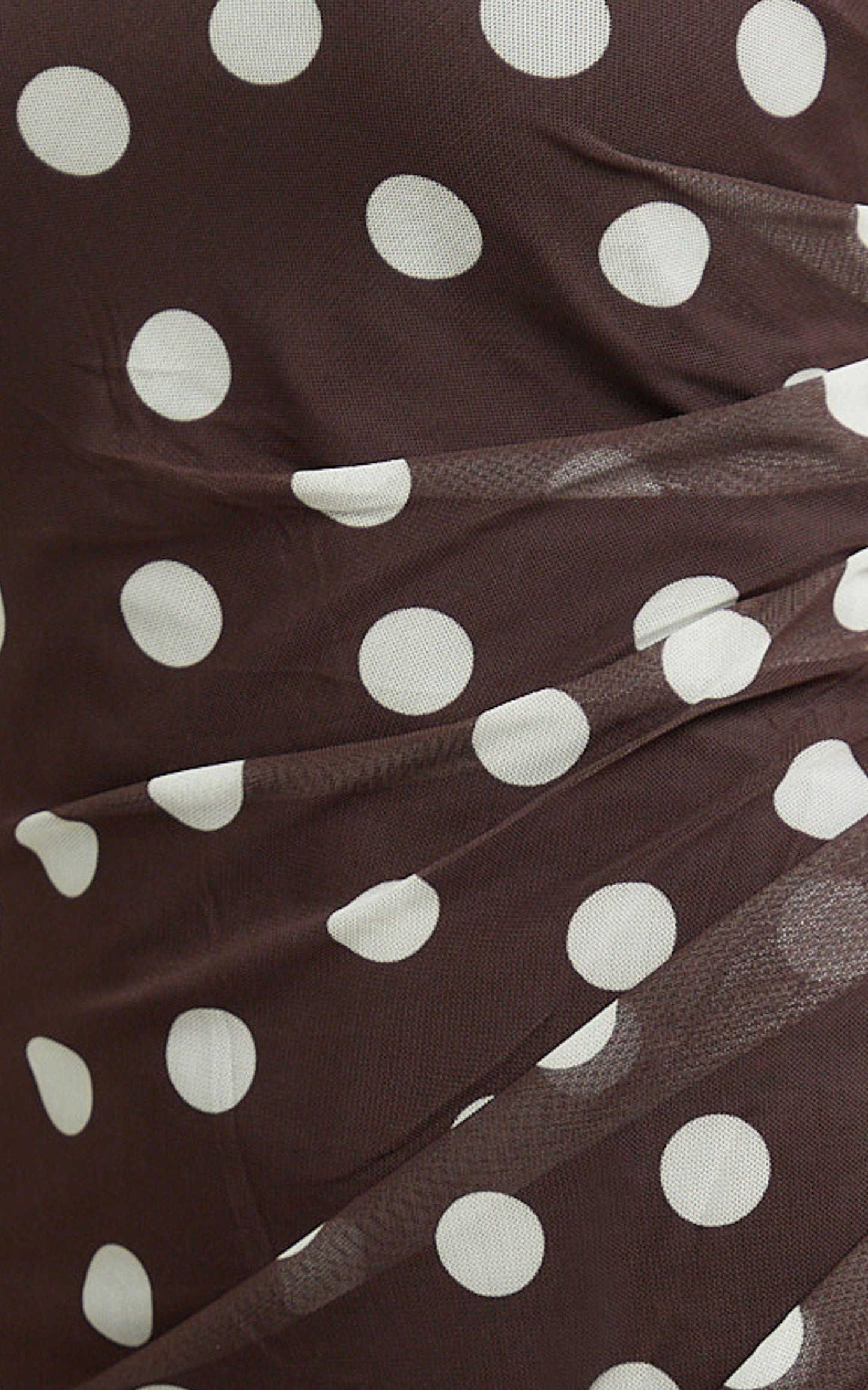 Lia Maxi Dress - Off Shoulder Slip Dress in Chocolate White Spot