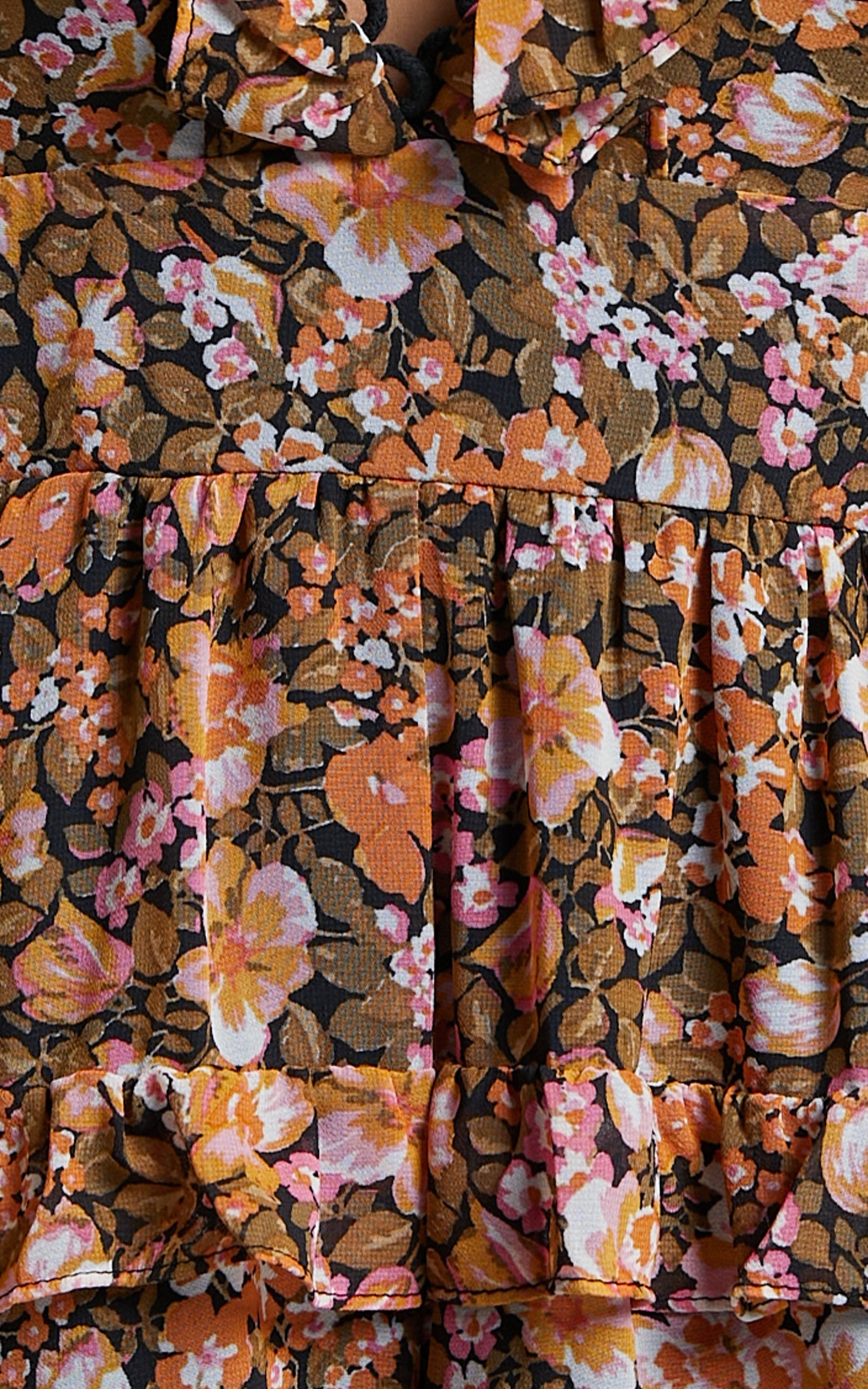 Liadi Playsuit - Longsleeve Plunge Playsuit in Black Floral