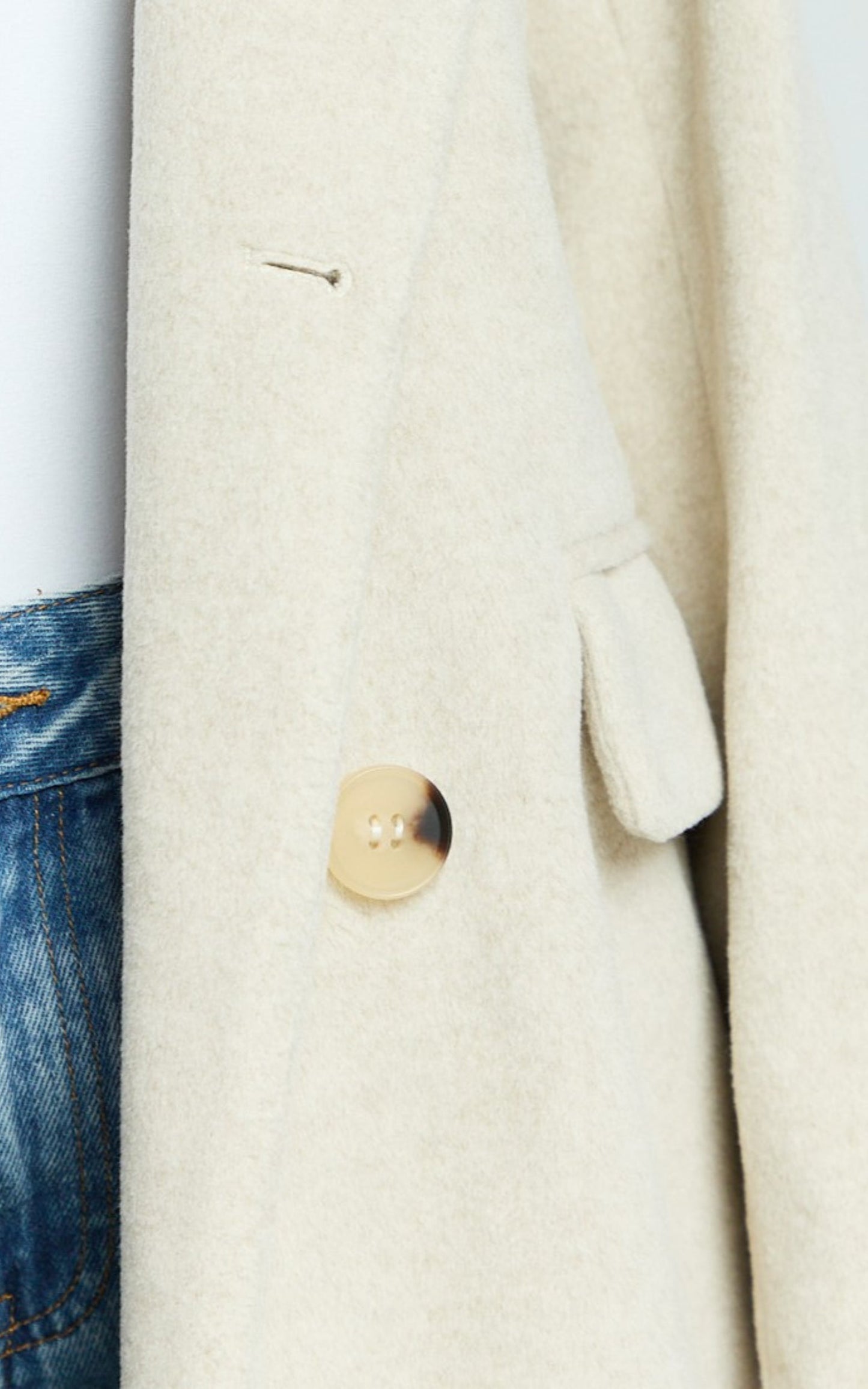 Libee Coat - Double Breasted Longline Coat in Oatmeal