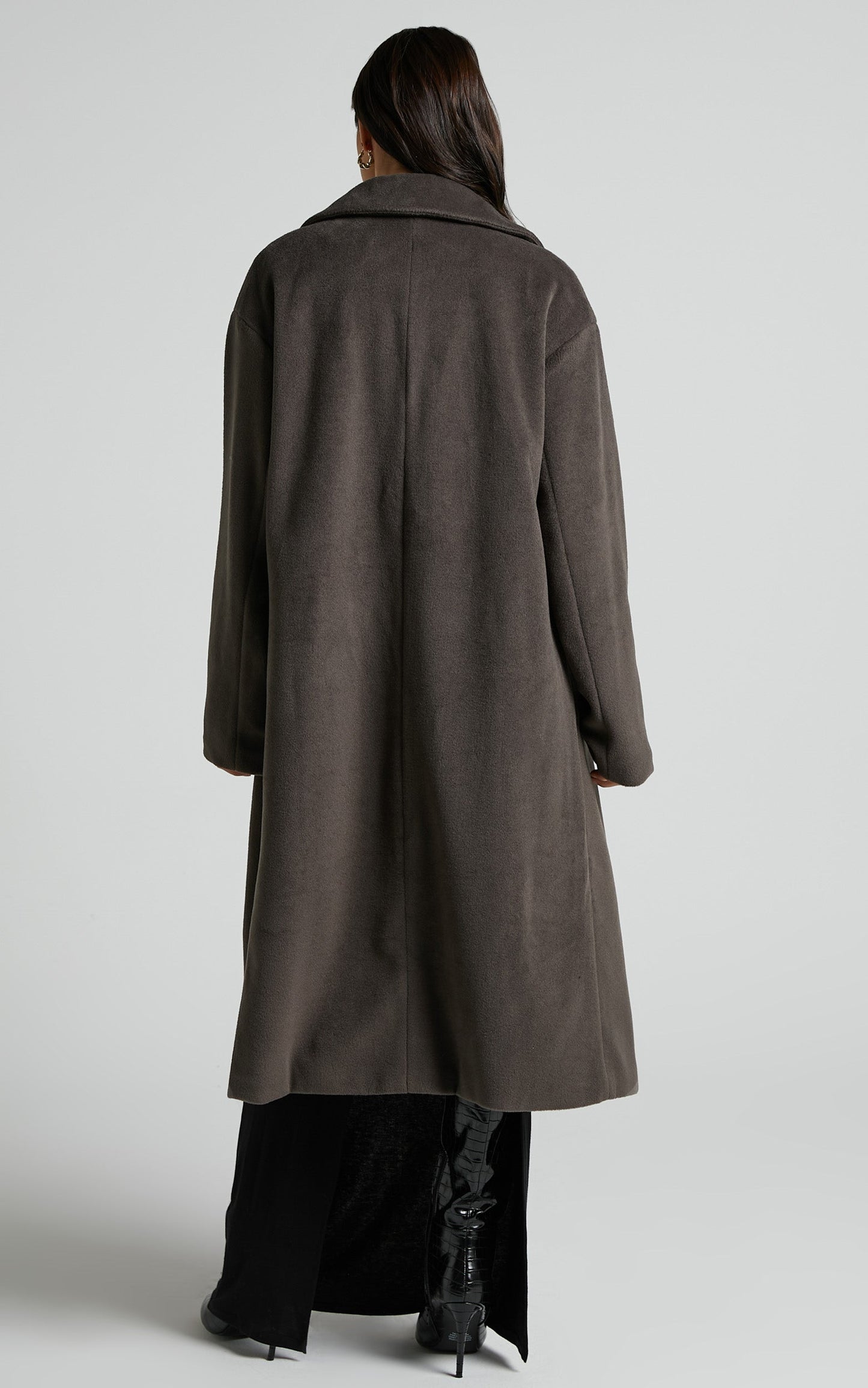 Libee Coat - Double Breasted Longline Coat in Charcoal