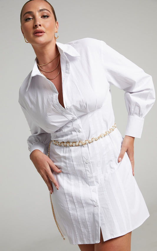 Licinia Chain Belt in Pearl/Gold