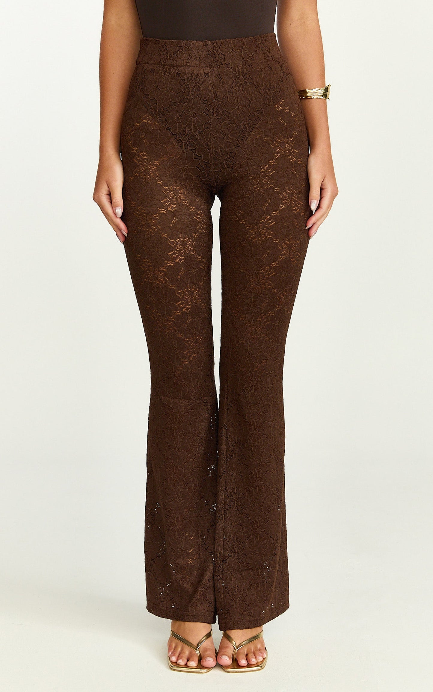 Lila Pants - Bootleg Lace Pants in Chocolate