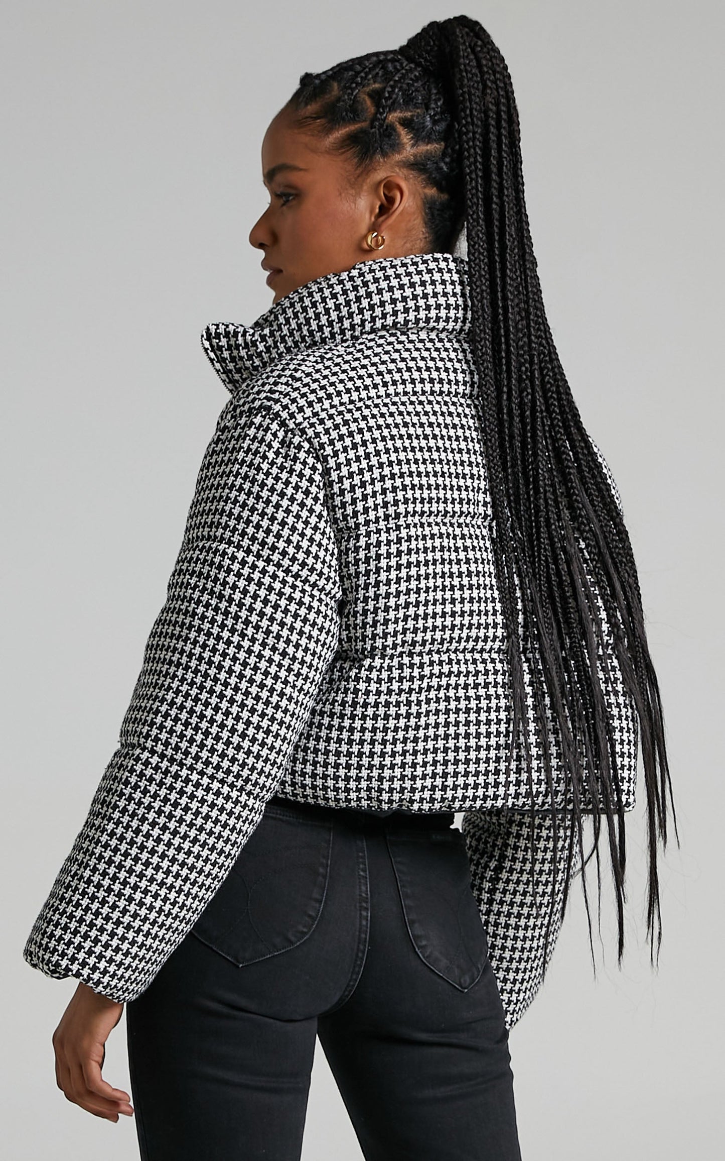 Lily Puffer Jacket in Black Check