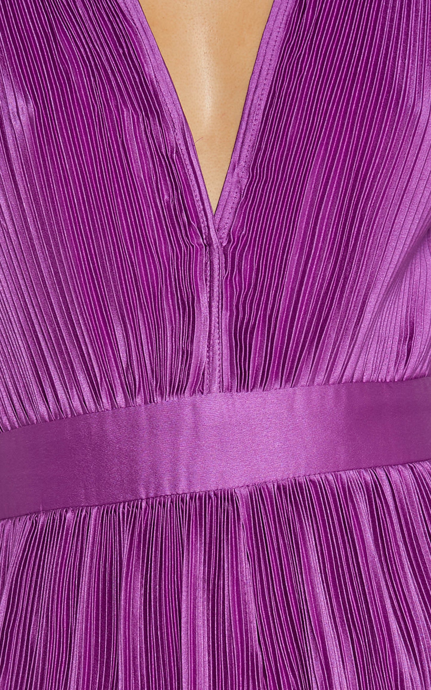 Lina Jumpsuit - Plunge Neck Pleated Wide Leg Jumpsuit in Orchid