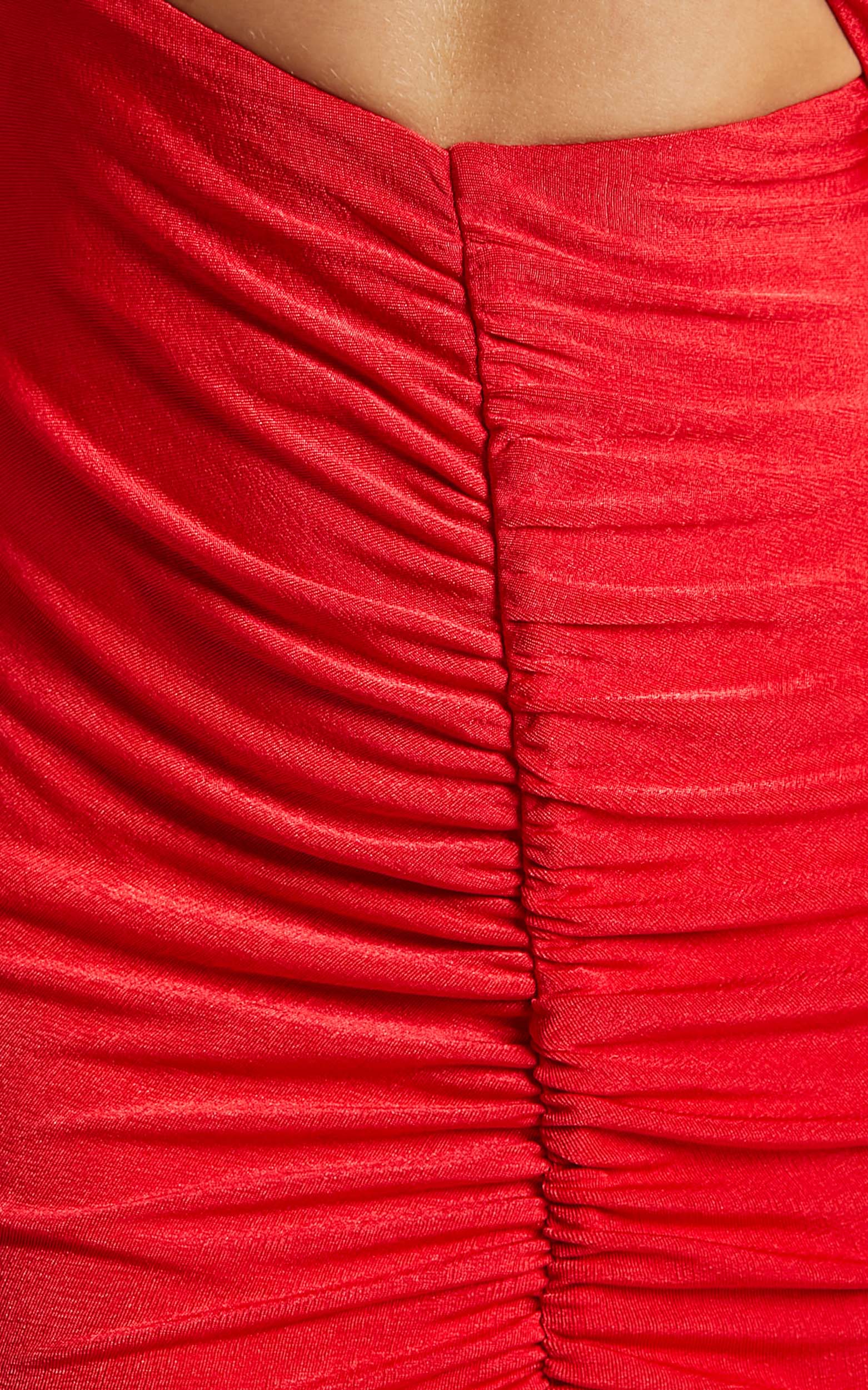 Lina long sleeve maxi dress with cut out in Red