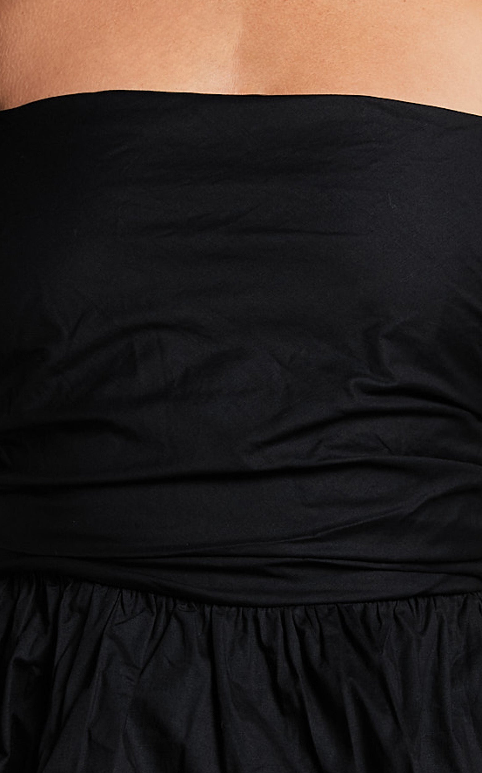 Linda Top - Short Puff Sleeve Peplum in Black
