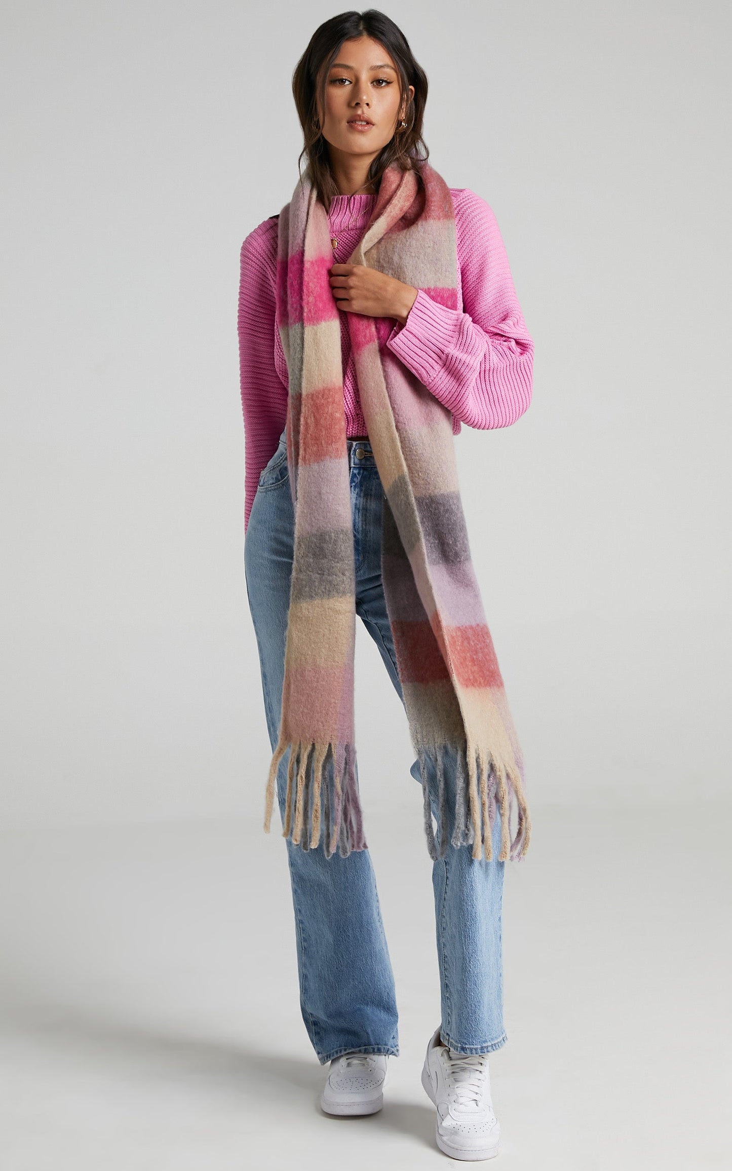Lindsey Scarf in Muted Multi Check
