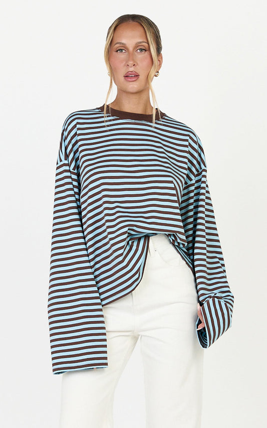 Lioness - Bloom Longsleeve in Chocolate Sea Stripe