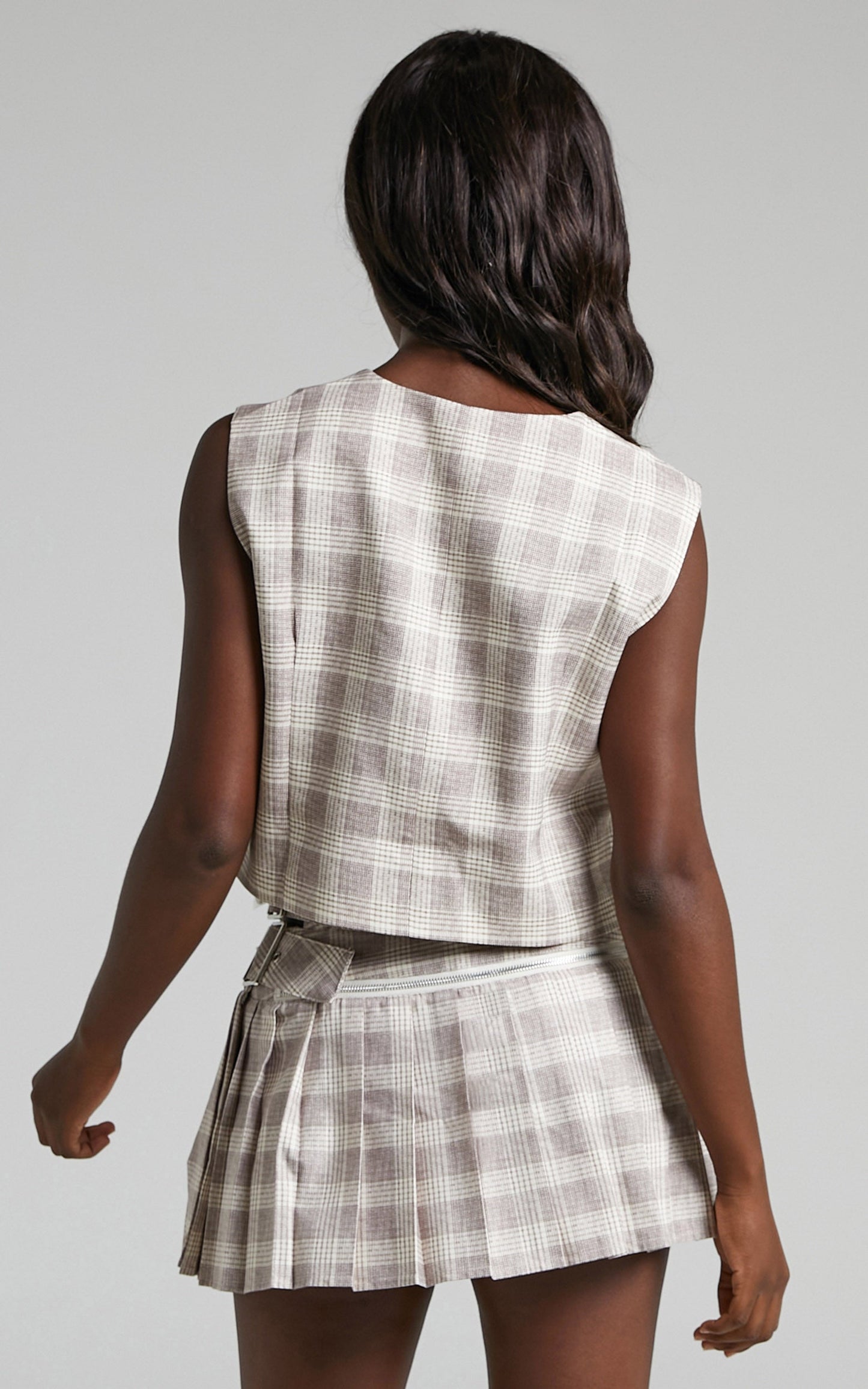 Lioness - The Craft Mini Skirt in Beige Check