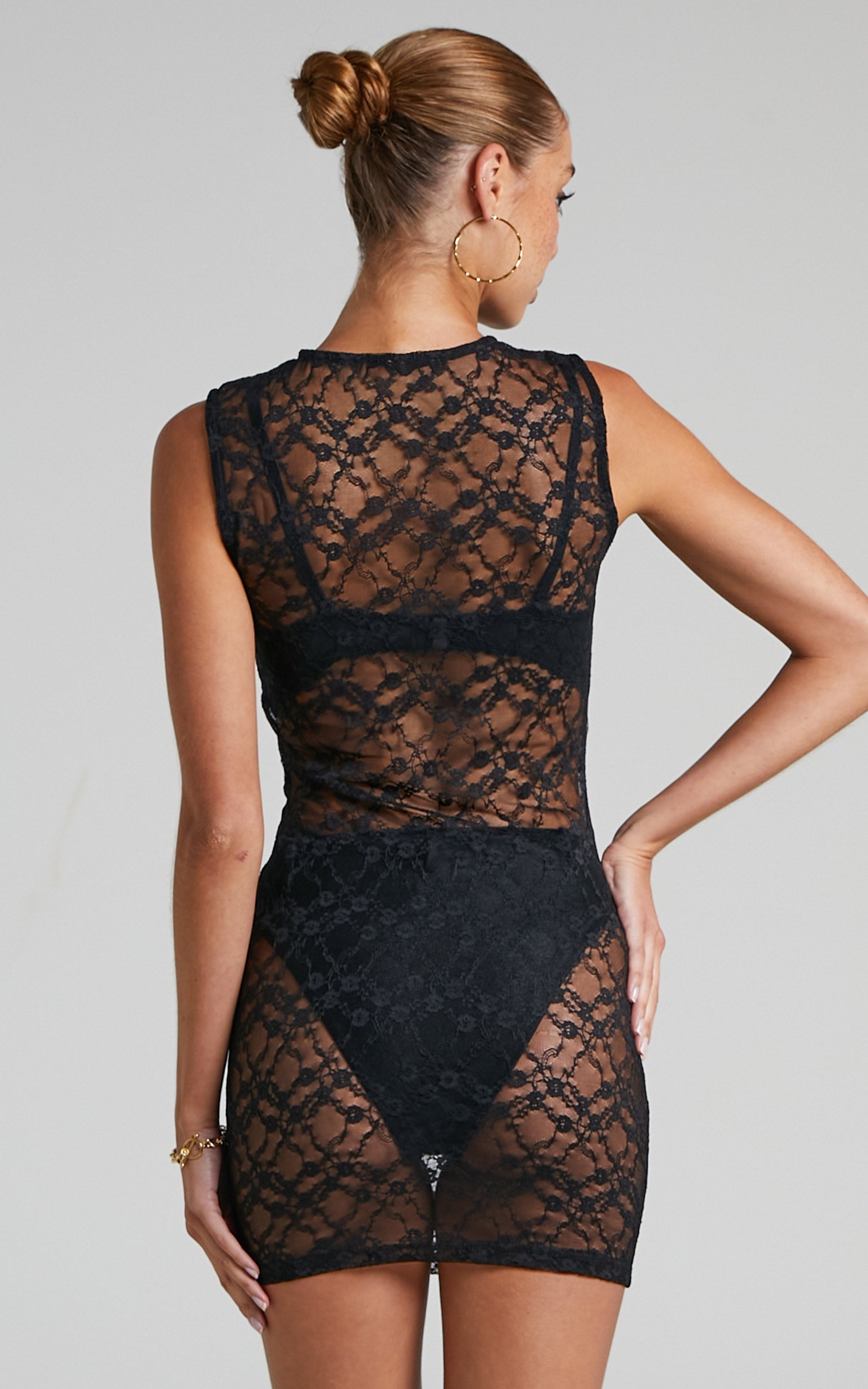 Lioness - Cupid Lace Mini Dress in Black