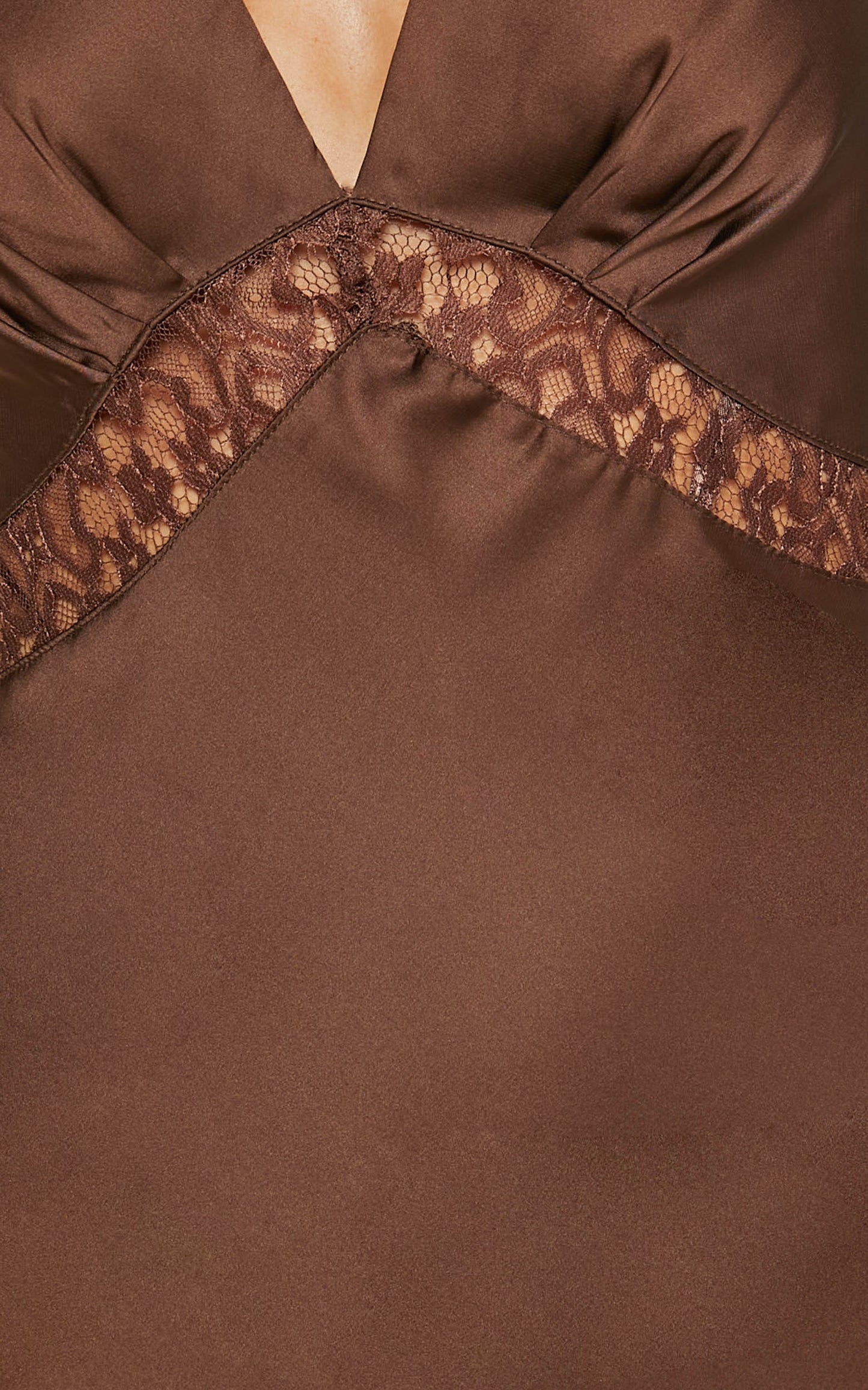 Lioness - Dakota Plunge Thigh Split Slip Midi Dress in Chocolate