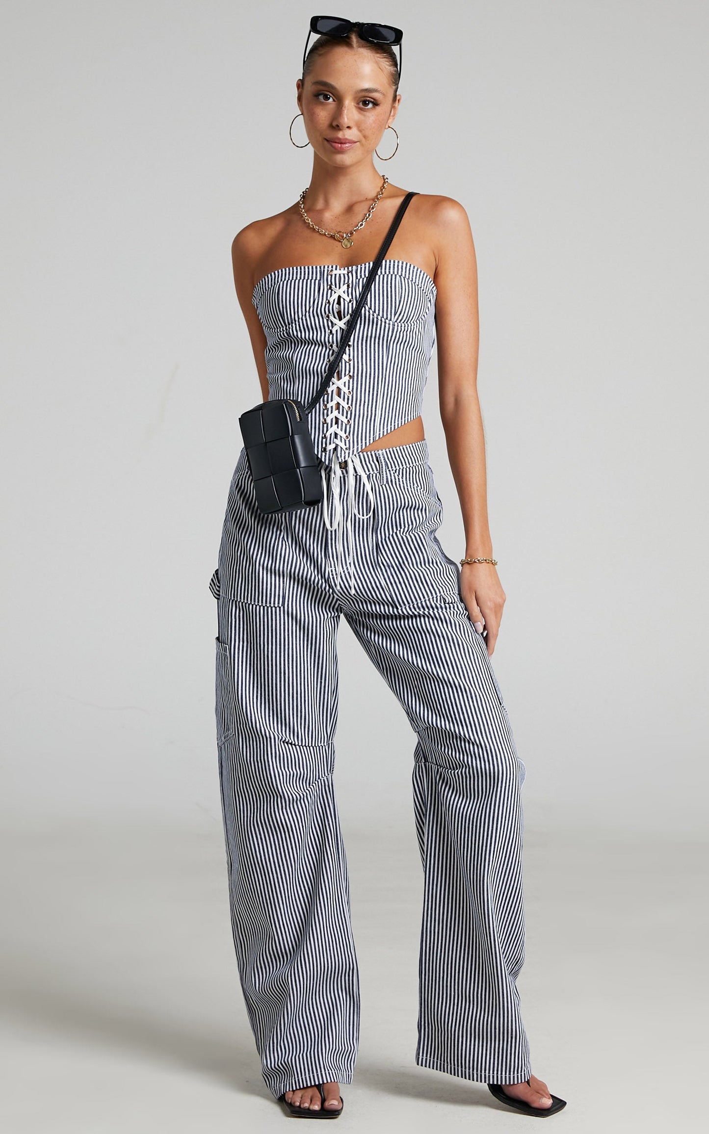 Lioness - East Gate Corset in Navy Pinstripe