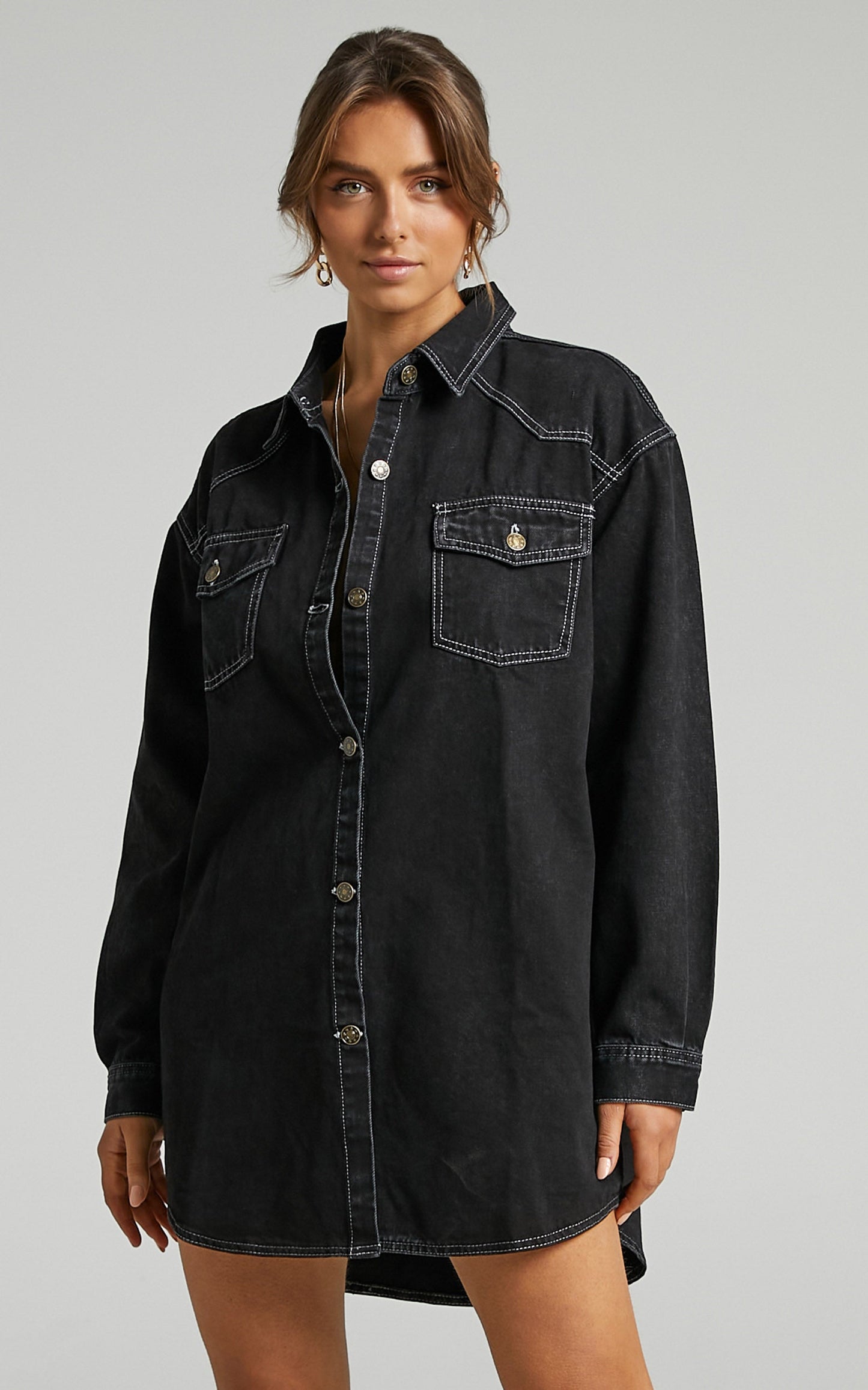 Lioness - Heavy Metal Shirt Dress in Black