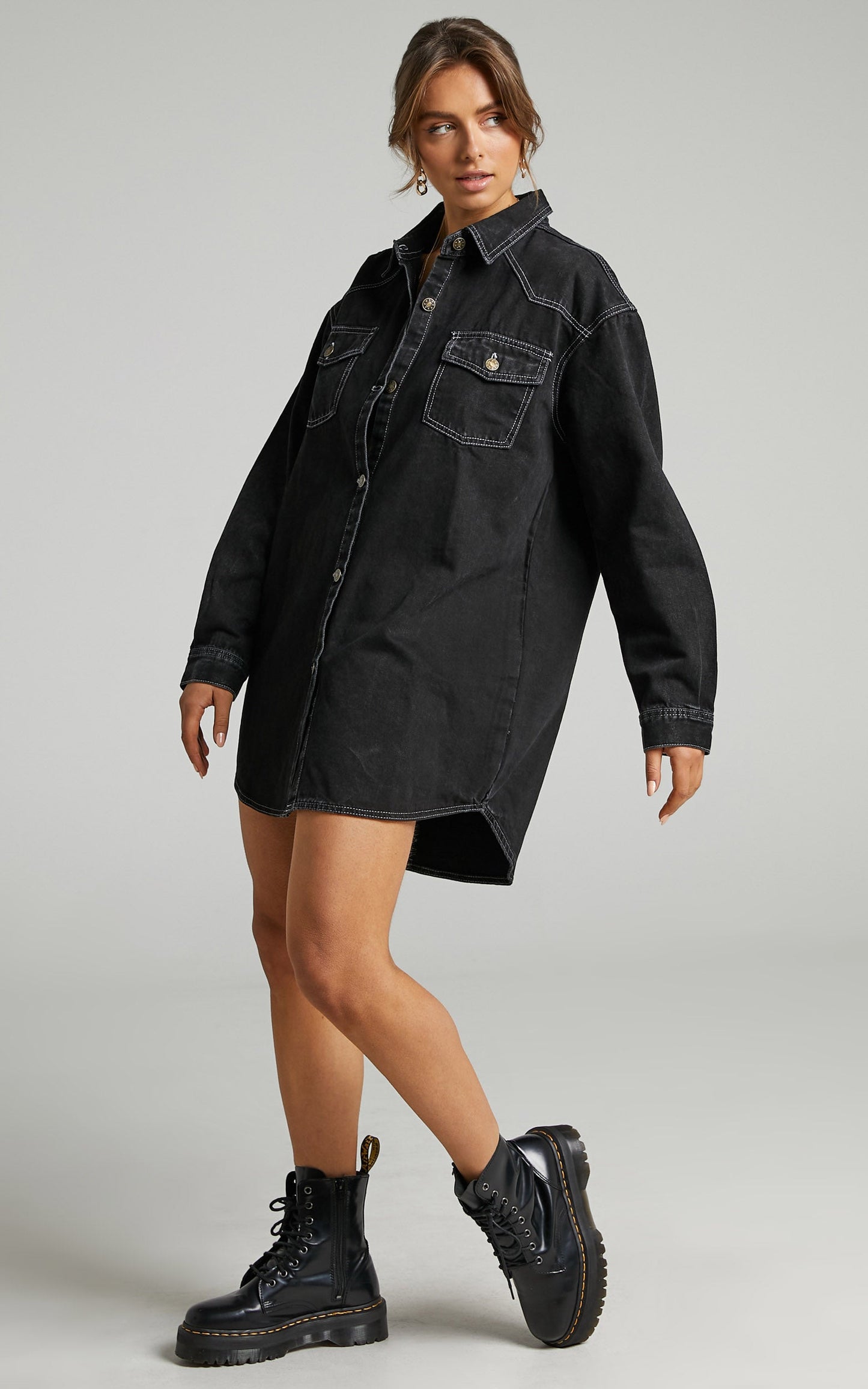 Lioness - Heavy Metal Shirt Dress in Black