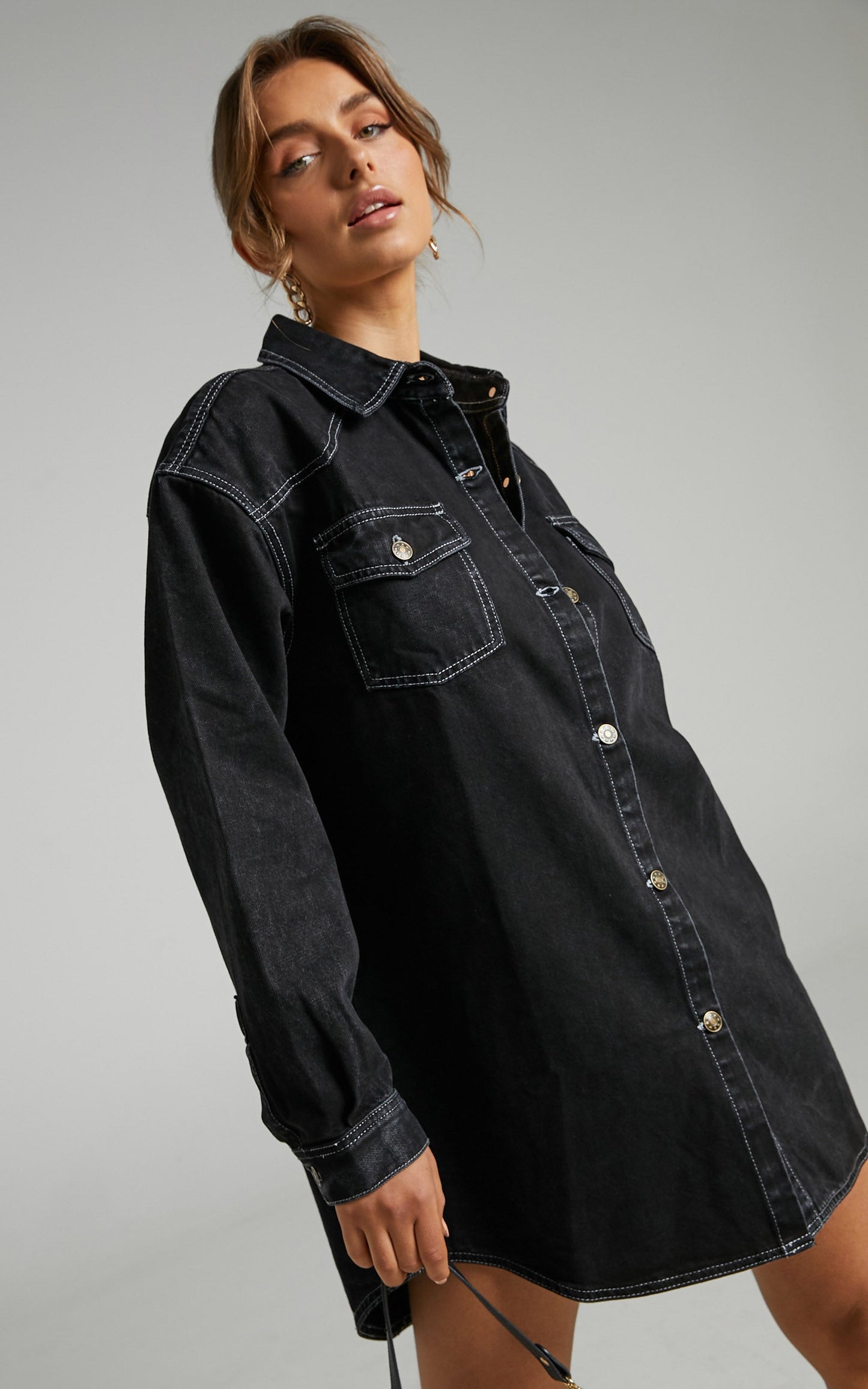 Lioness - Heavy Metal Shirt Dress in Black