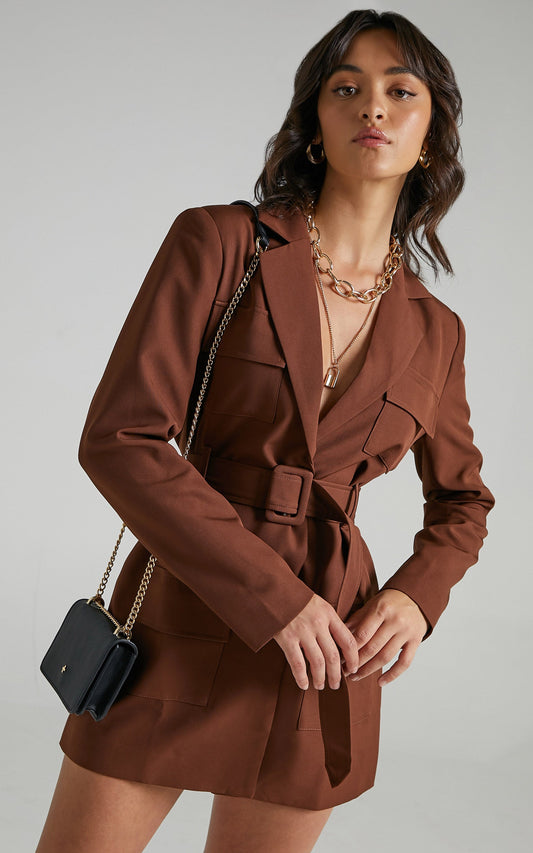 Lioness - Steinway Mini Blazer Dress in Brown