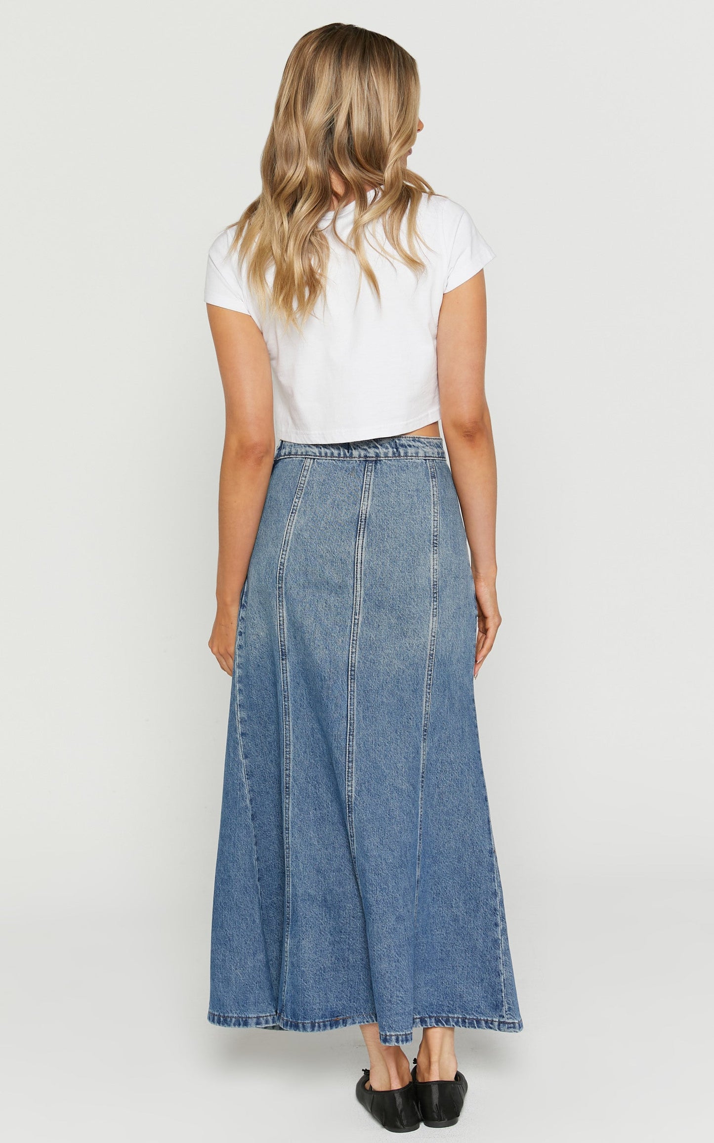 Lioness - Wyoming Denim Midi Skirt in Blue Denim