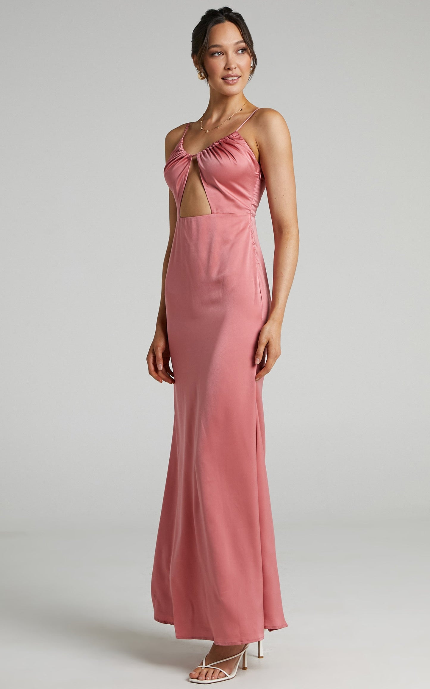 Lisah Maxi Dress in Dusty Rose Satin