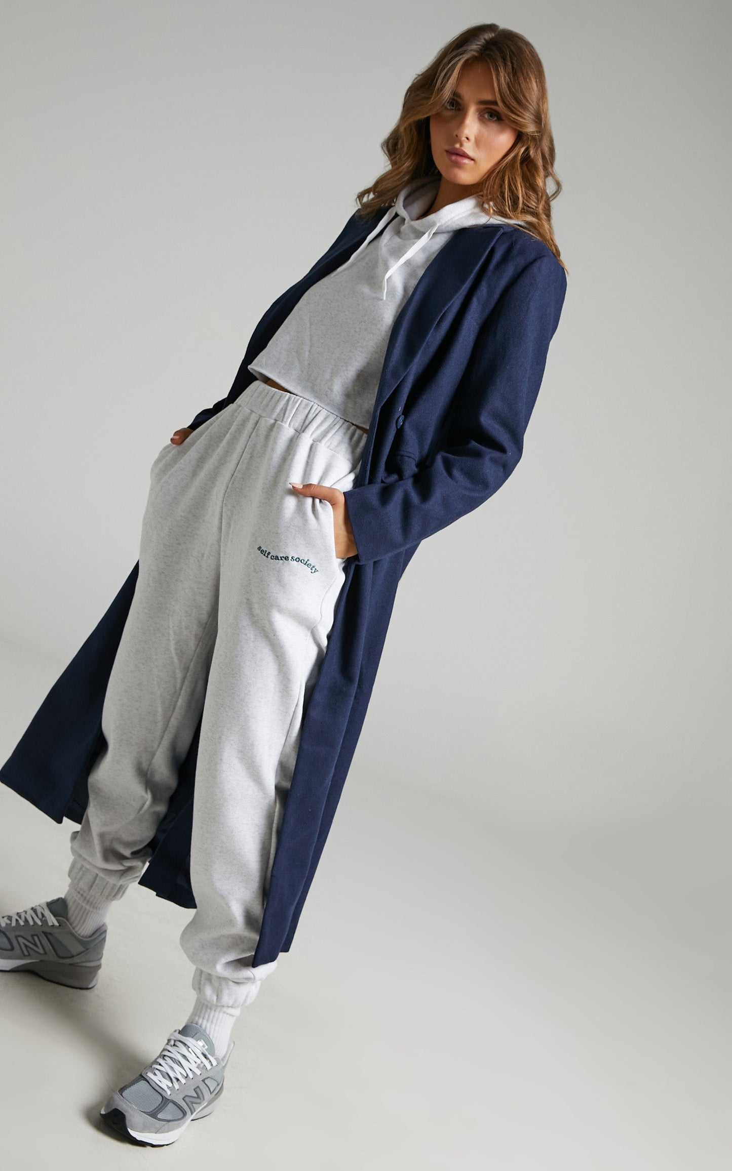 Lizah Button Up Trench Coat in Navy