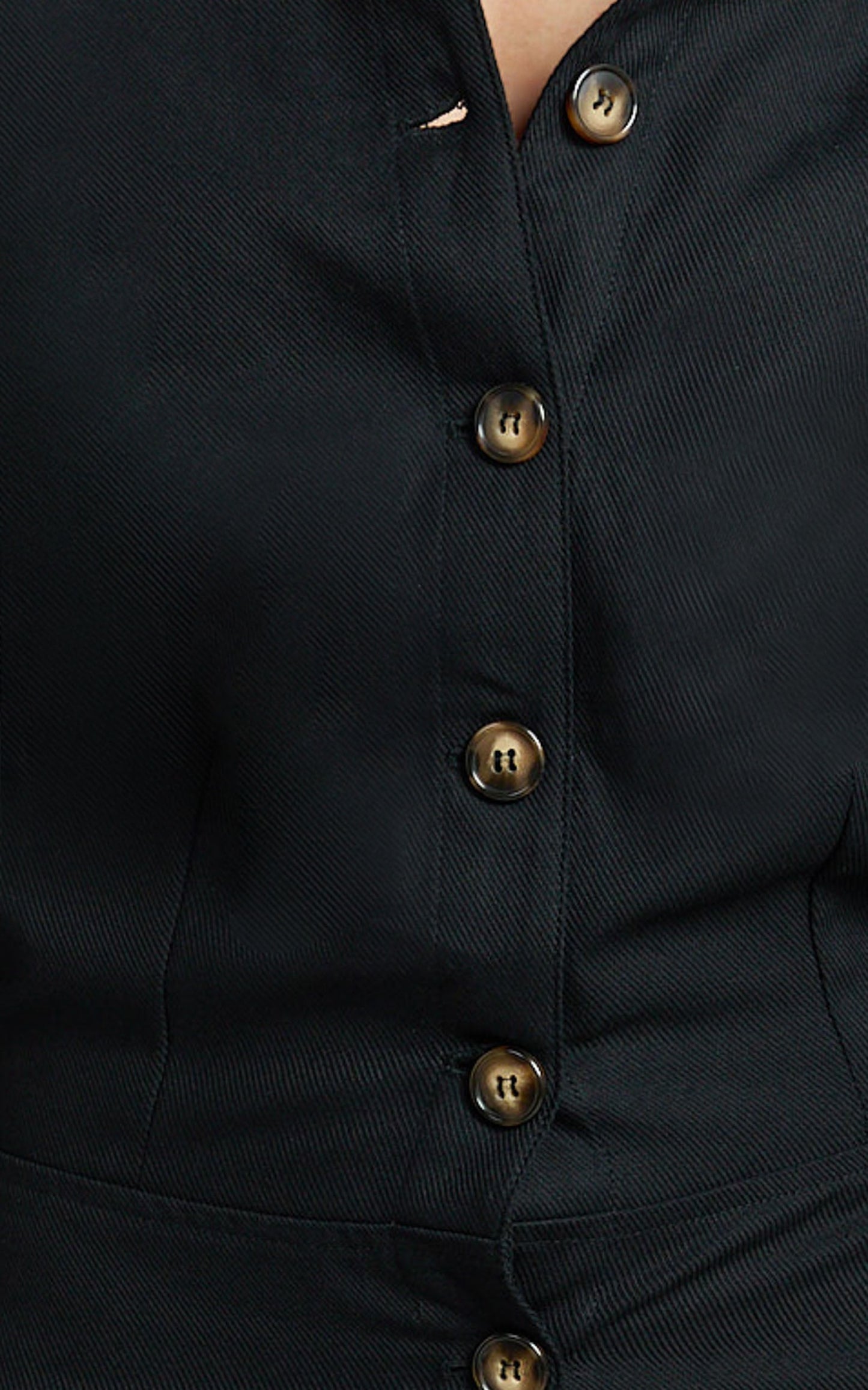 Lizzie Mini Dress - Long Sleeve Button Front Shirt Dress in Black