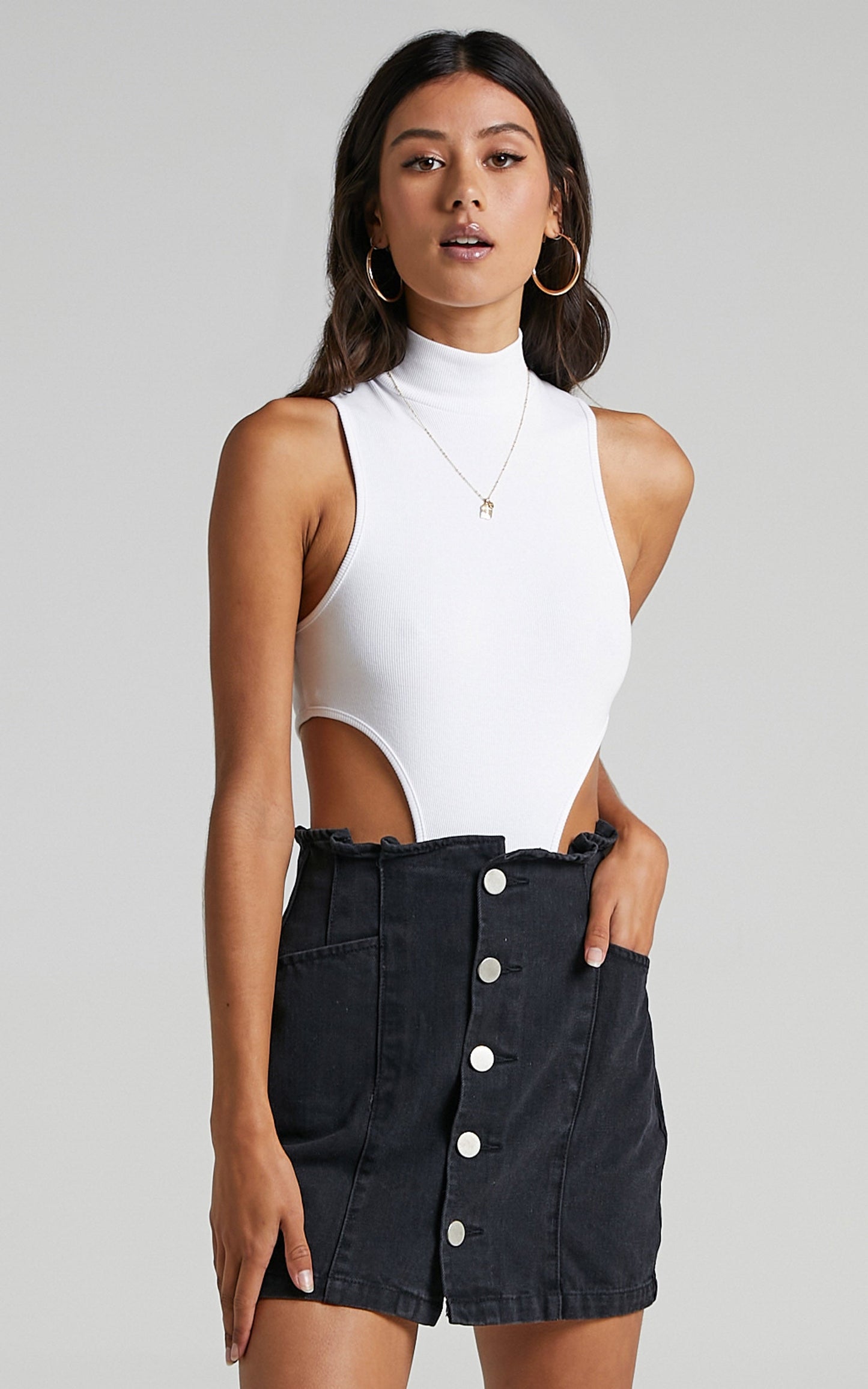 Loki Denim Skirt in Washed Black
