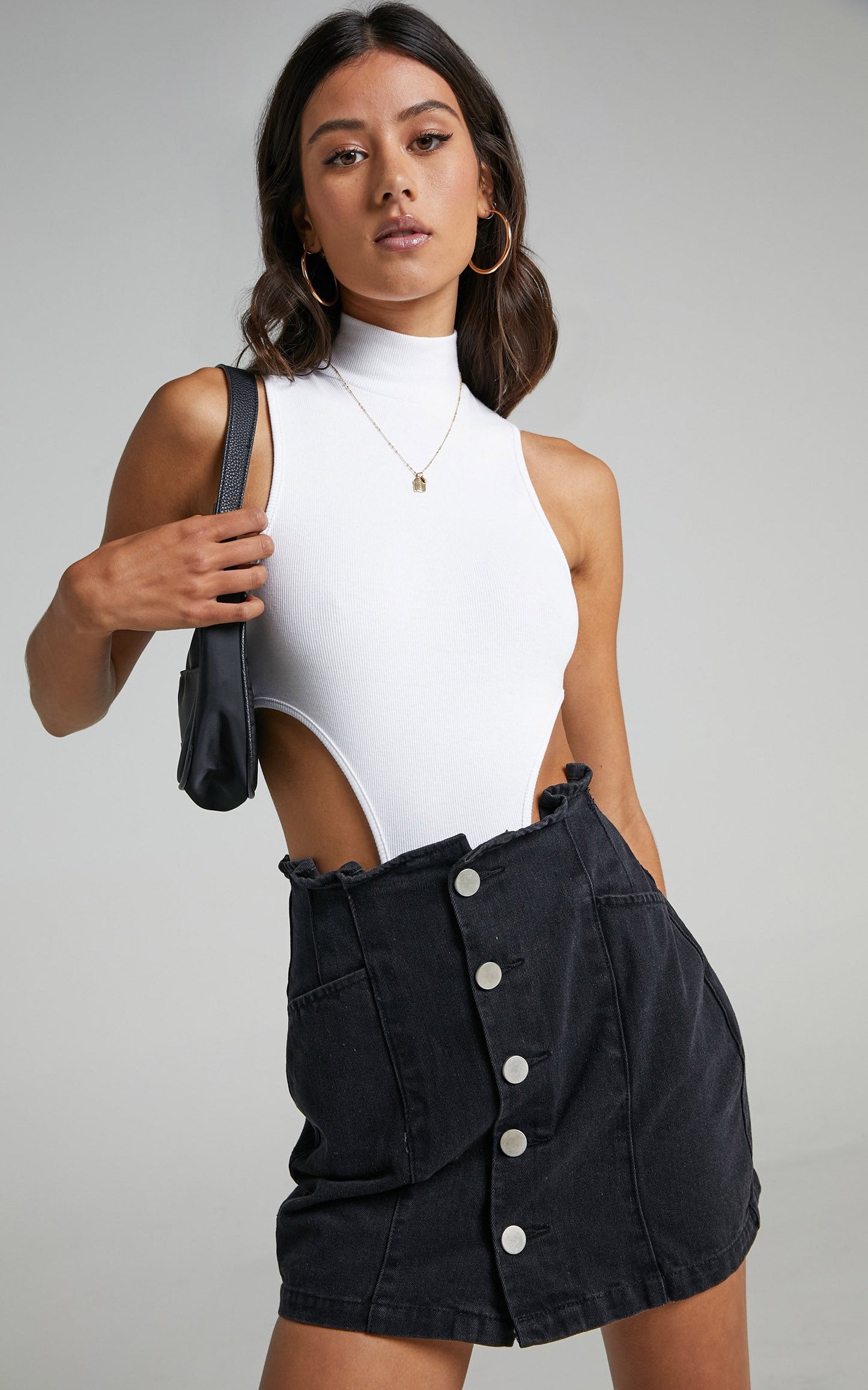 Loki Denim Skirt in Washed Black