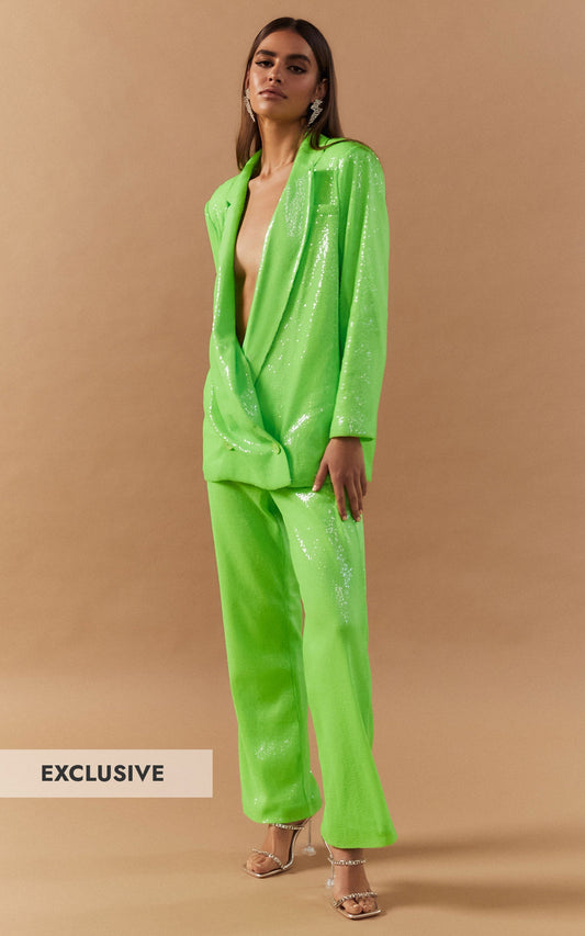 4th & Reckless - Vera Blazer in Lime Sequin