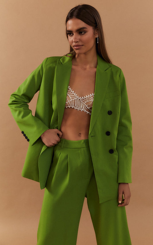Suzzane Double Breasted Blazer in Green