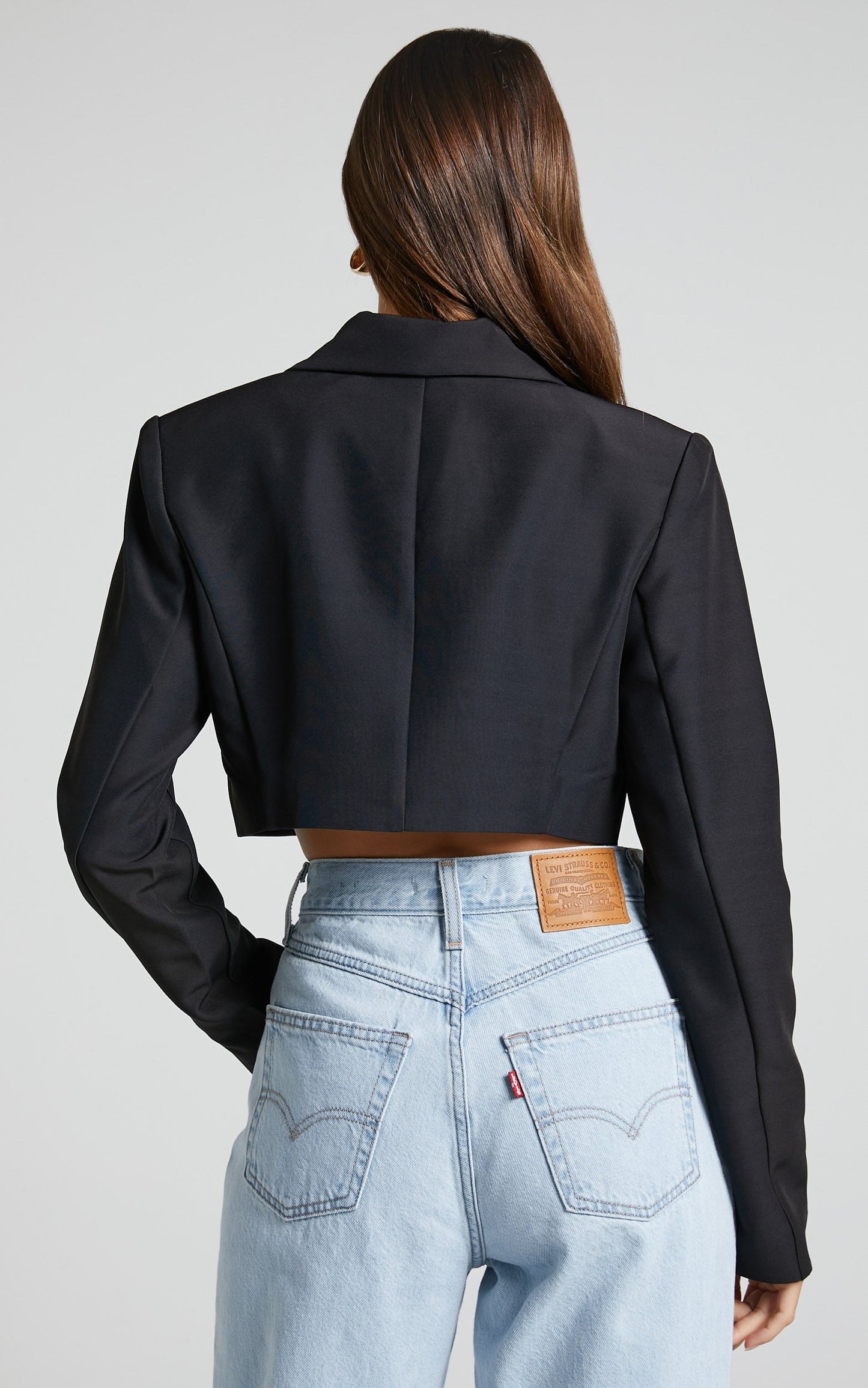 Lorena Blazer - Cropped Double Breasted Blazer in Black