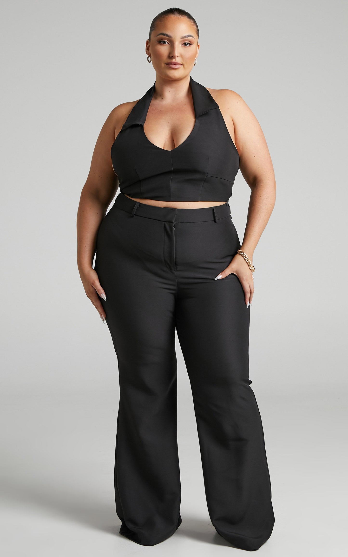 Lorena Trousers - High Waisted Flared Trousers in Black