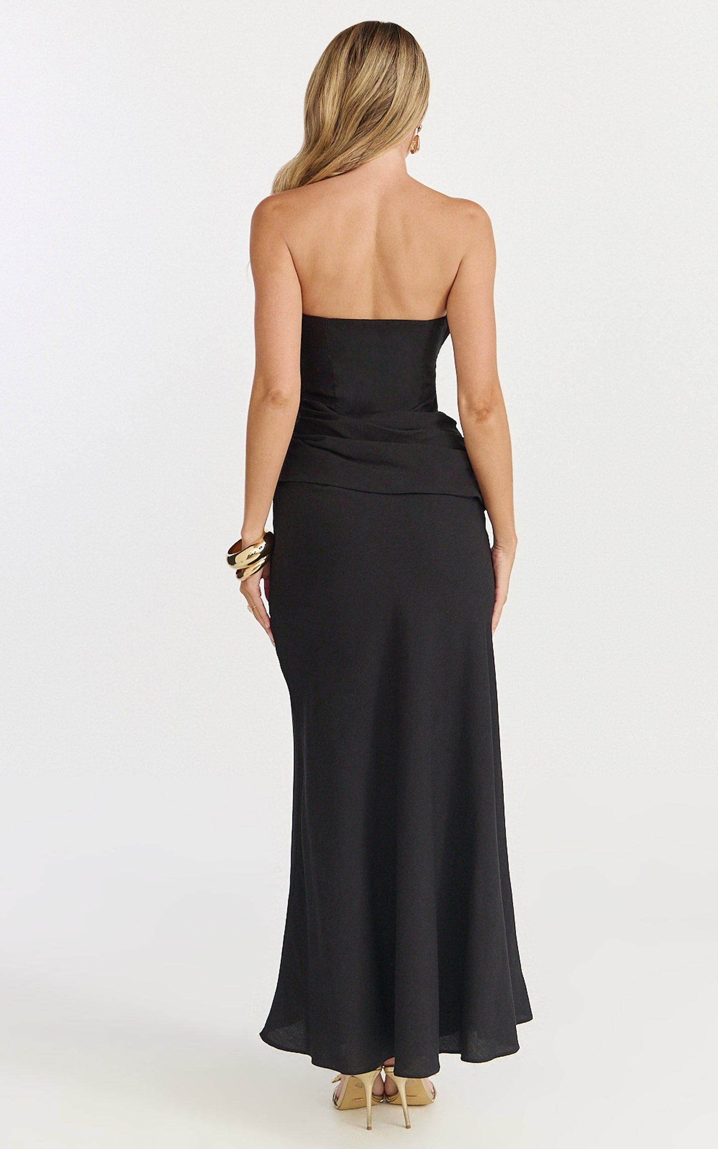 Lottie Maxi Dress - Strapless Dress in Black