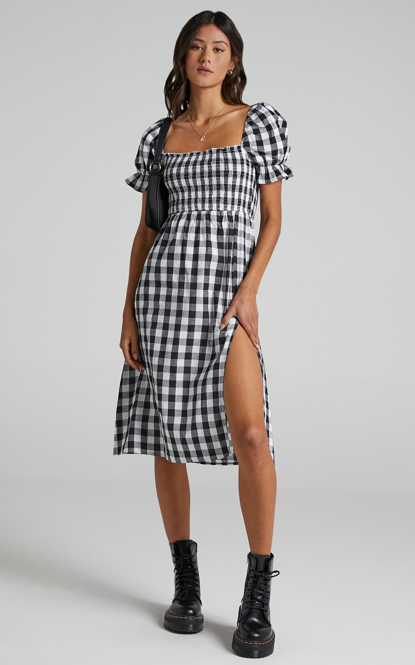 Lowe Dress in Black Check