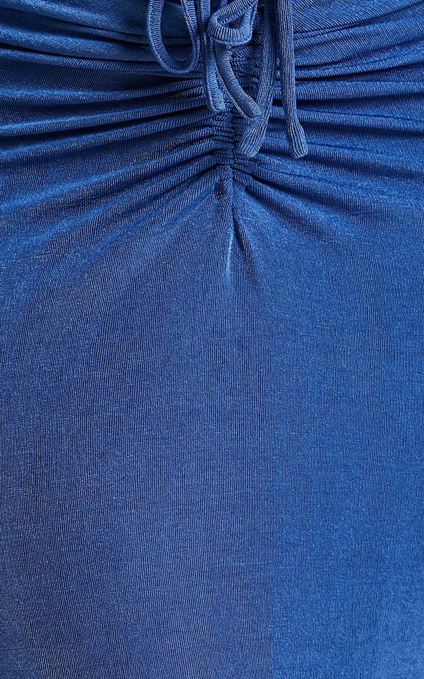 Luciana Ruched V Waist Midi Skirt in Cobalt