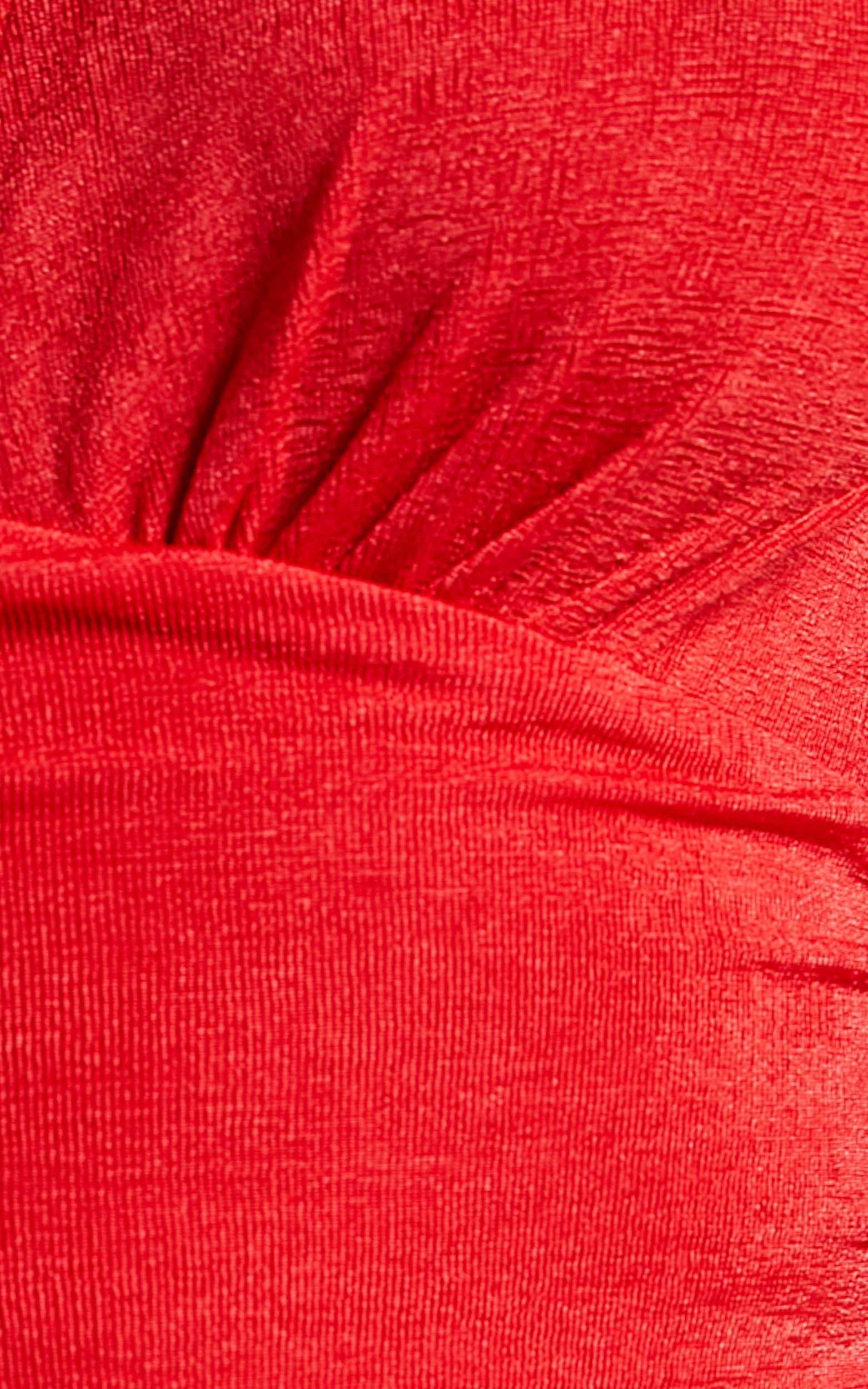 Lueiza Bodysuit - V-Neck with Balloon Sleeve Bodysuit in oxy red