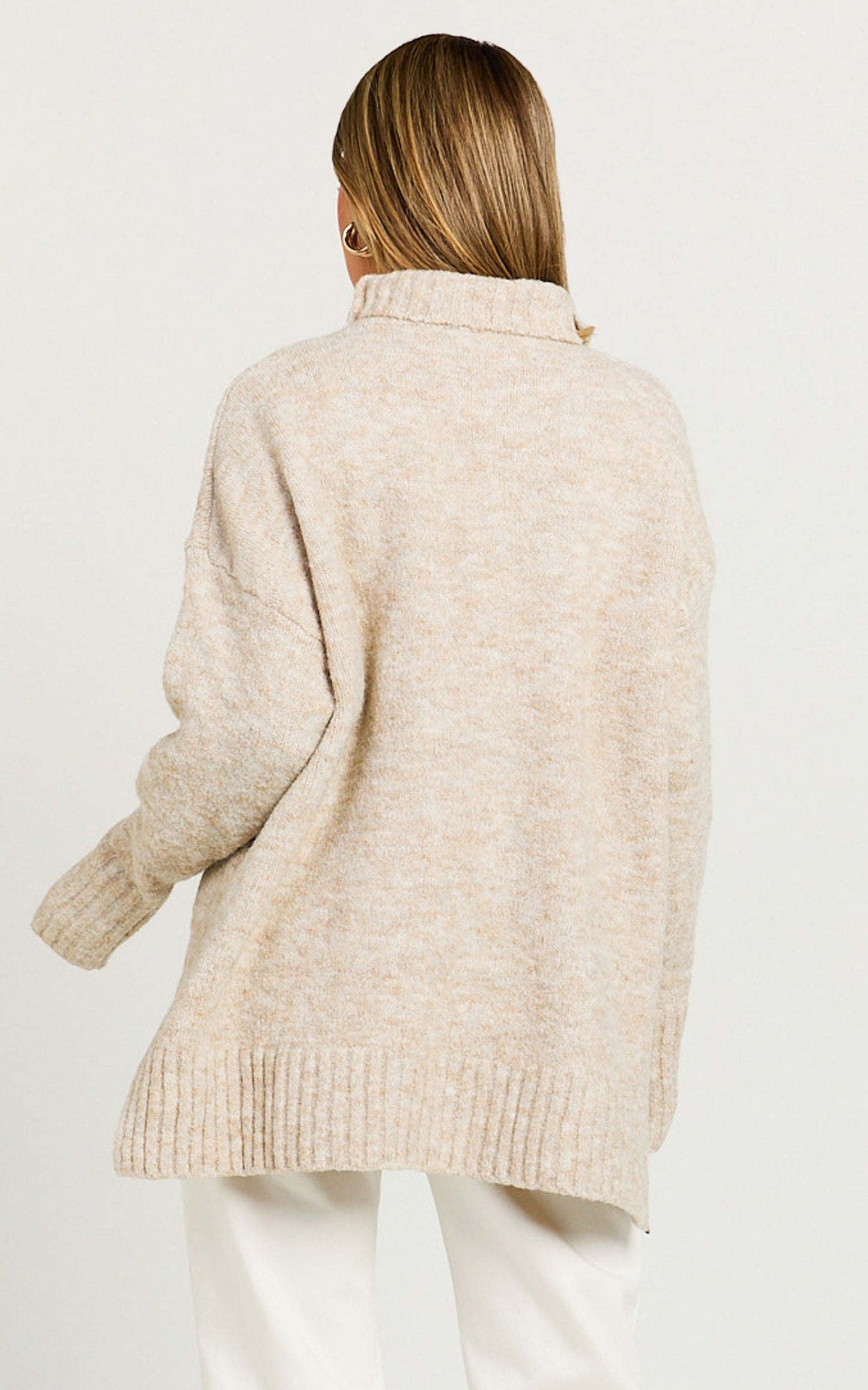 Luella Jumper - Oversized Turtle Neck Jumper in Oatmeal